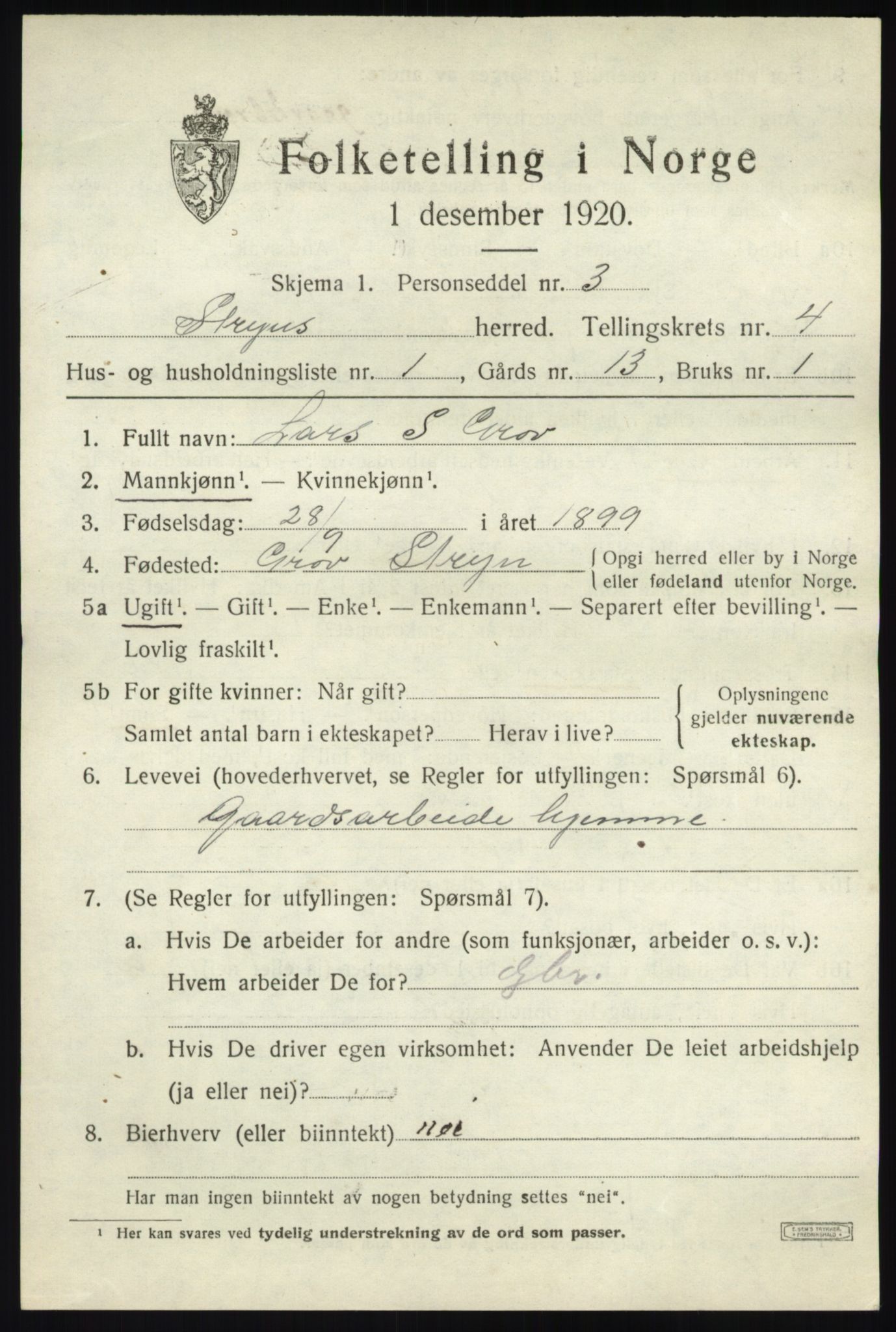 SAB, 1920 census for Stryn, 1920, p. 1682