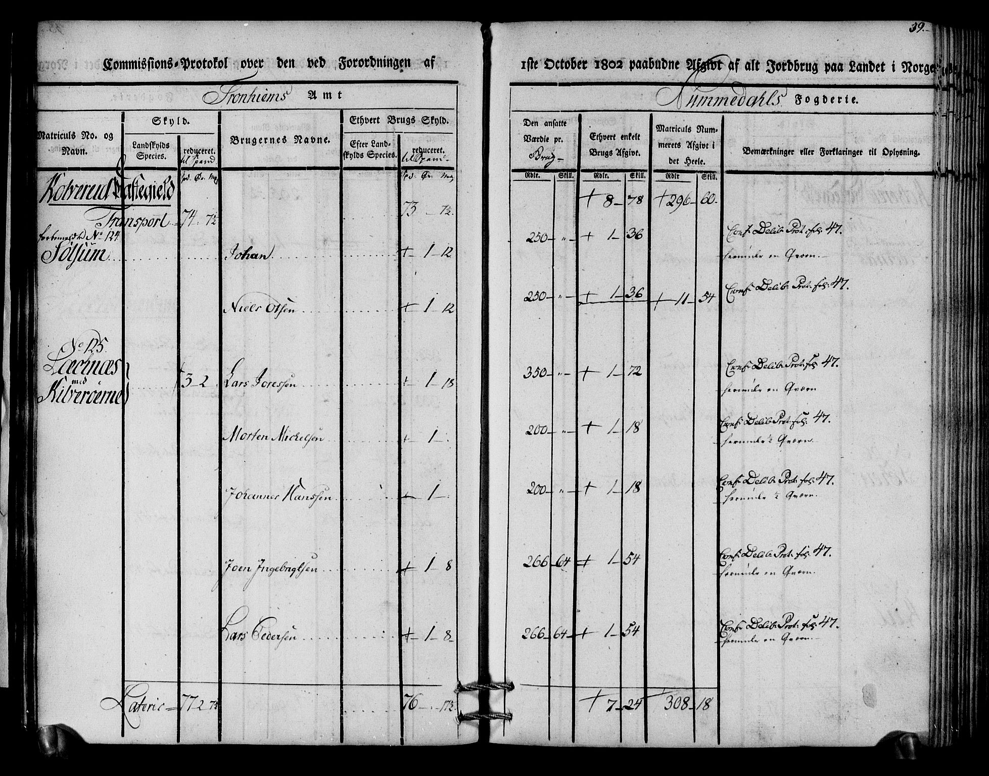 Rentekammeret inntil 1814, Realistisk ordnet avdeling, AV/RA-EA-4070/N/Ne/Nea/L0154: Namdalen fogderi. Kommisjonsprotokoll, 1803, p. 40