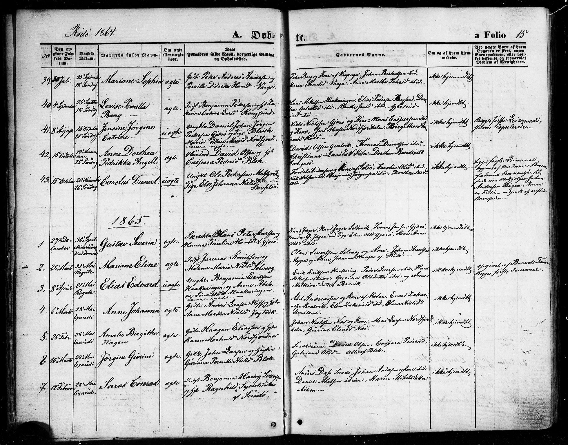 Ministerialprotokoller, klokkerbøker og fødselsregistre - Nordland, SAT/A-1459/841/L0606: Parish register (official) no. 841A10, 1860-1877, p. 15