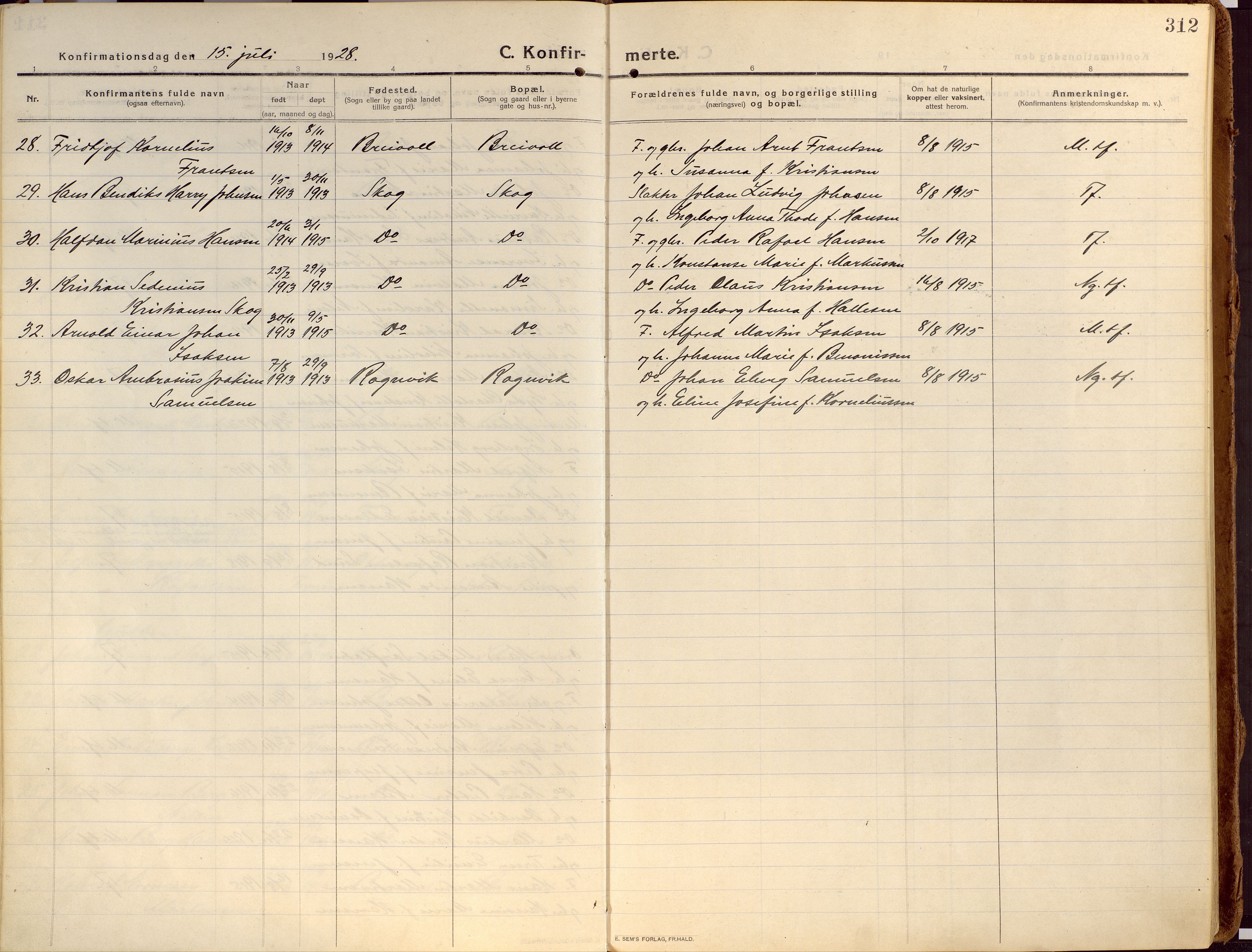 Ibestad sokneprestembete, SATØ/S-0077/H/Ha/Haa/L0018kirke: Parish register (official) no. 18, 1915-1929, p. 312