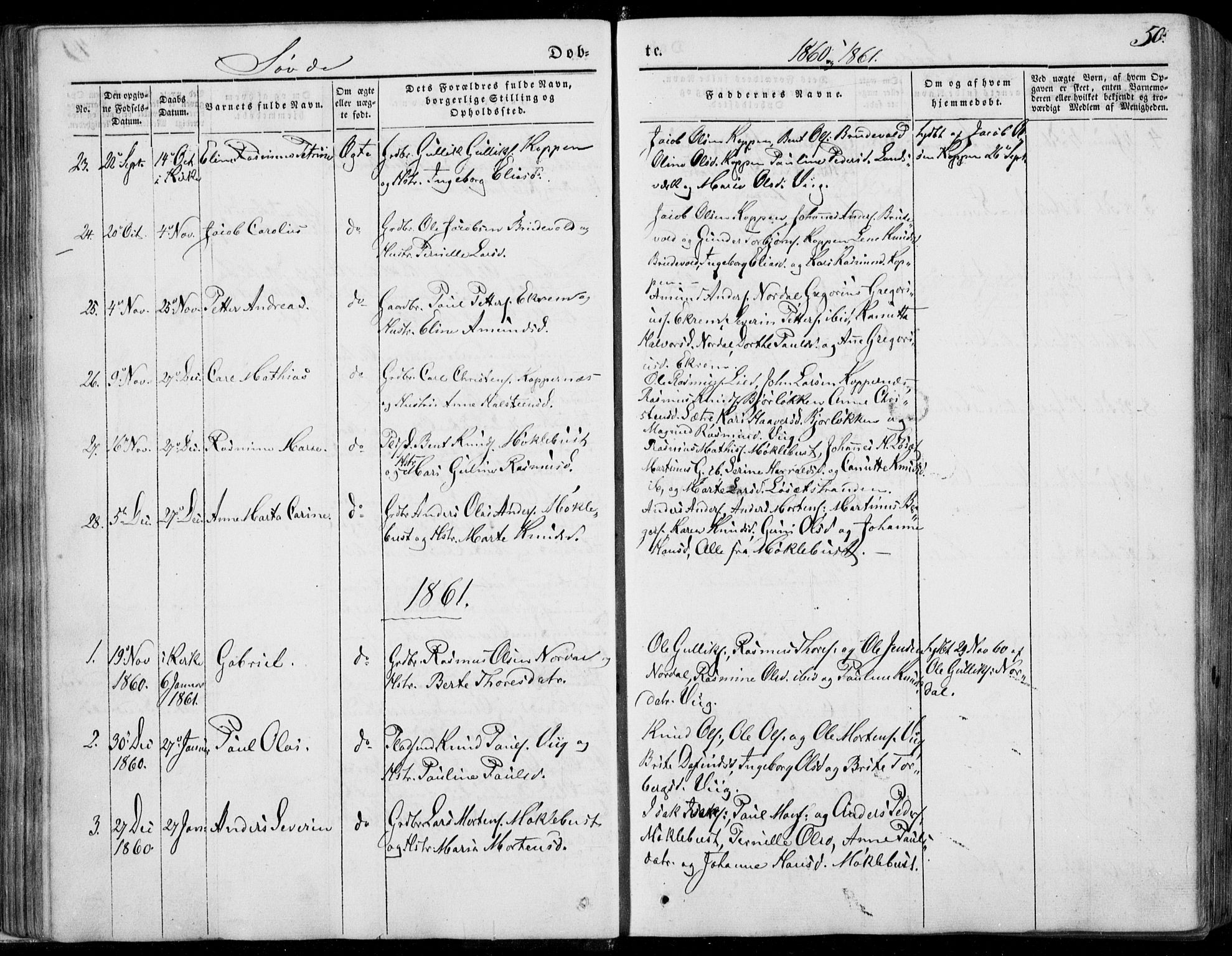 Ministerialprotokoller, klokkerbøker og fødselsregistre - Møre og Romsdal, AV/SAT-A-1454/502/L0023: Parish register (official) no. 502A01, 1844-1873, p. 50