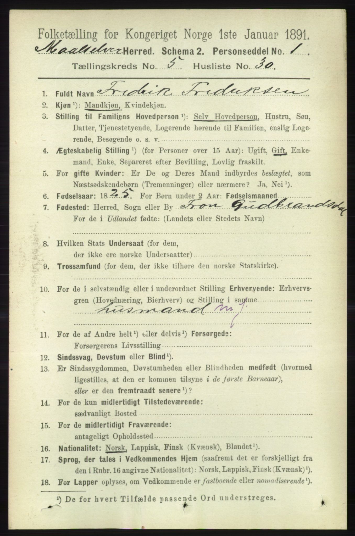 RA, 1891 census for 1924 Målselv, 1891, p. 1817