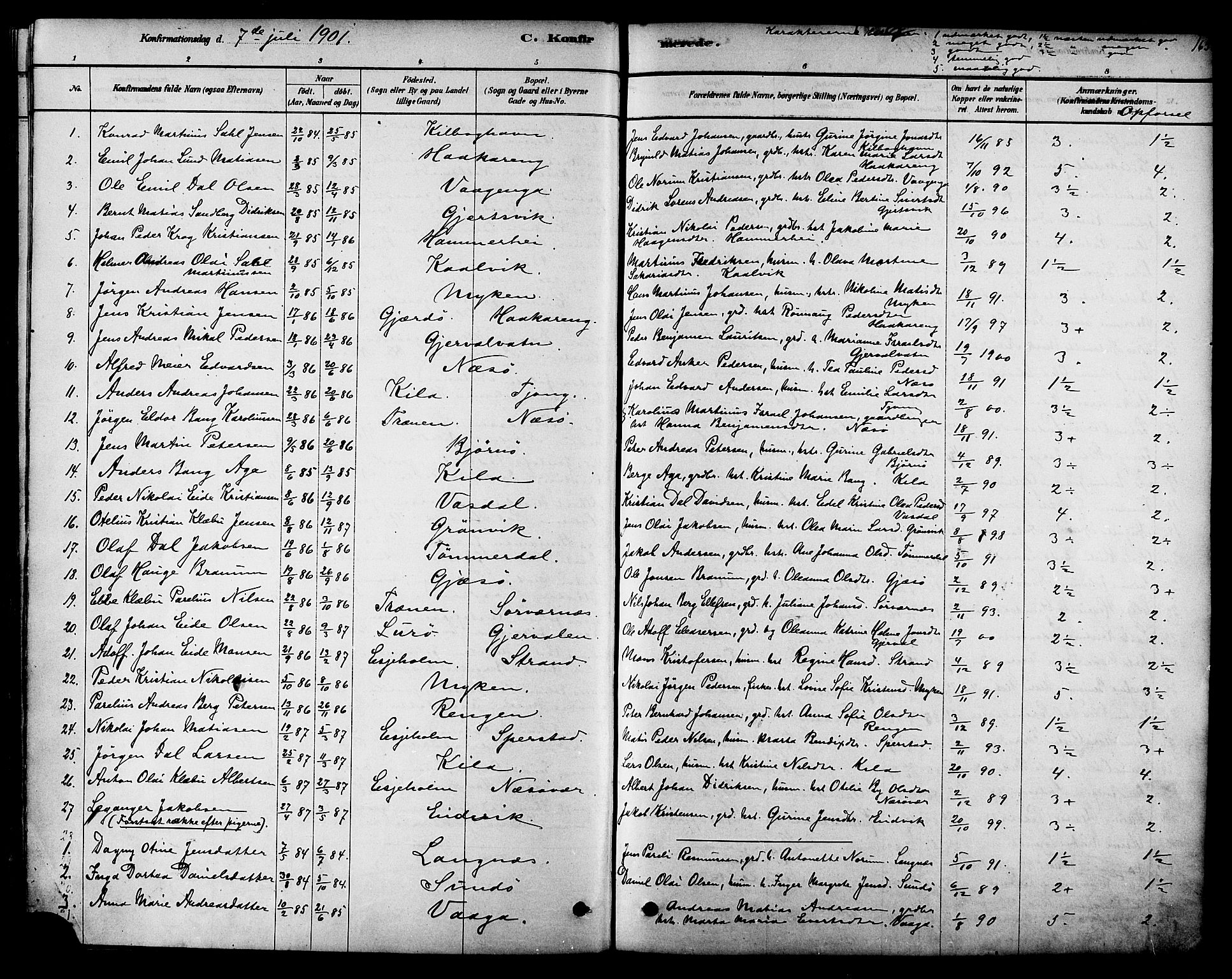 Ministerialprotokoller, klokkerbøker og fødselsregistre - Nordland, SAT/A-1459/841/L0609: Parish register (official) no. 841A12, 1878-1901, p. 165