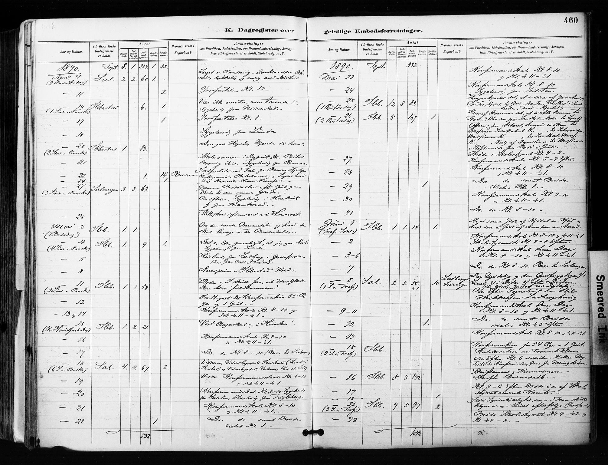 Ibestad sokneprestembete, SATØ/S-0077/H/Ha/Haa/L0012kirke: Parish register (official) no. 12, 1890-1900, p. 460
