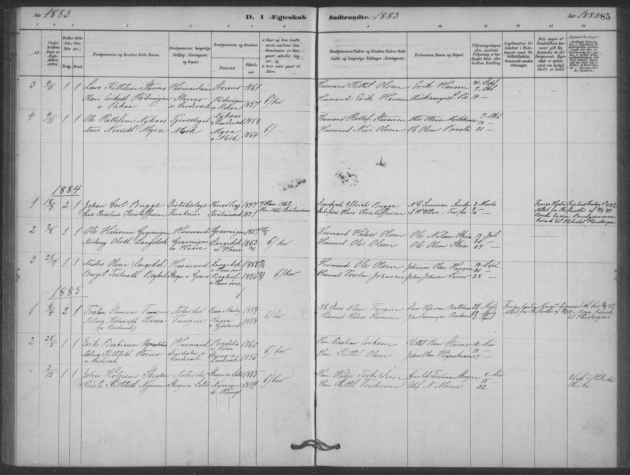 Heddal kirkebøker, SAKO/A-268/F/Fb/L0002: Parish register (official) no. II 2, 1878-1913, p. 85
