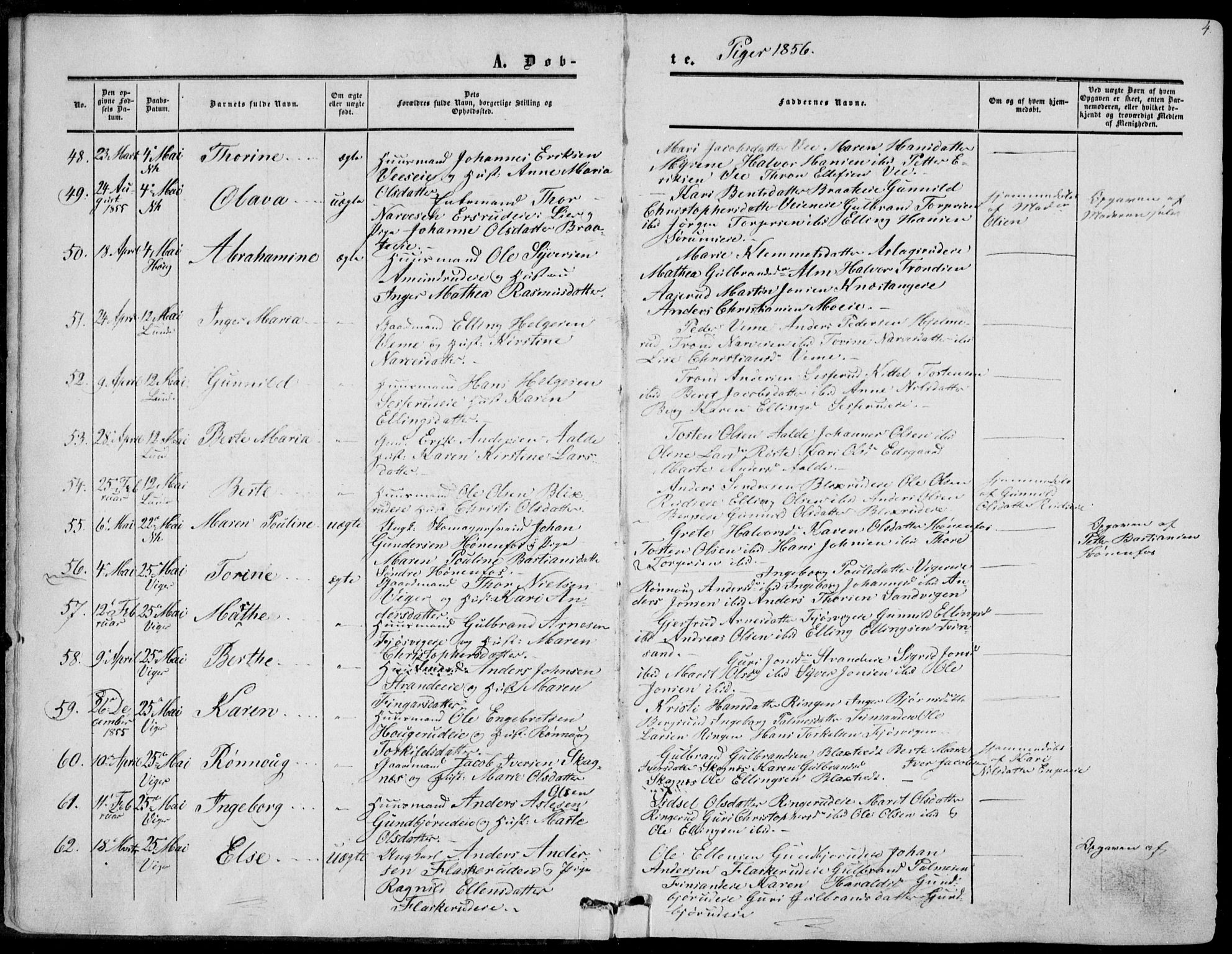 Norderhov kirkebøker, AV/SAKO-A-237/F/Fa/L0012: Parish register (official) no. 12, 1856-1865, p. 4