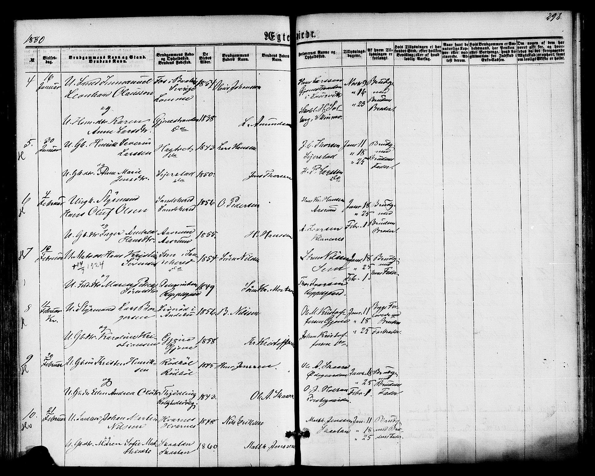 Hedrum kirkebøker, AV/SAKO-A-344/F/Fa/L0008: Parish register (official) no. I 8, 1869-1880, p. 298