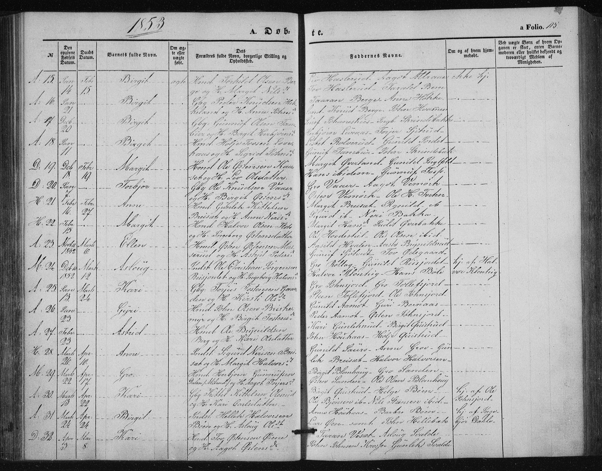 Tinn kirkebøker, AV/SAKO-A-308/F/Fa/L0005: Parish register (official) no. I 5, 1844-1856, p. 115