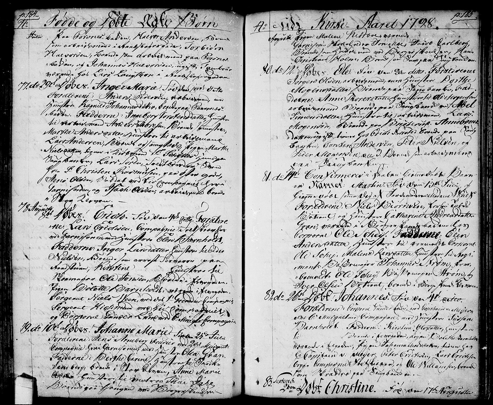 Halden prestekontor Kirkebøker, SAO/A-10909/F/Fa/L0002: Parish register (official) no. I 2, 1792-1812, p. 184-185