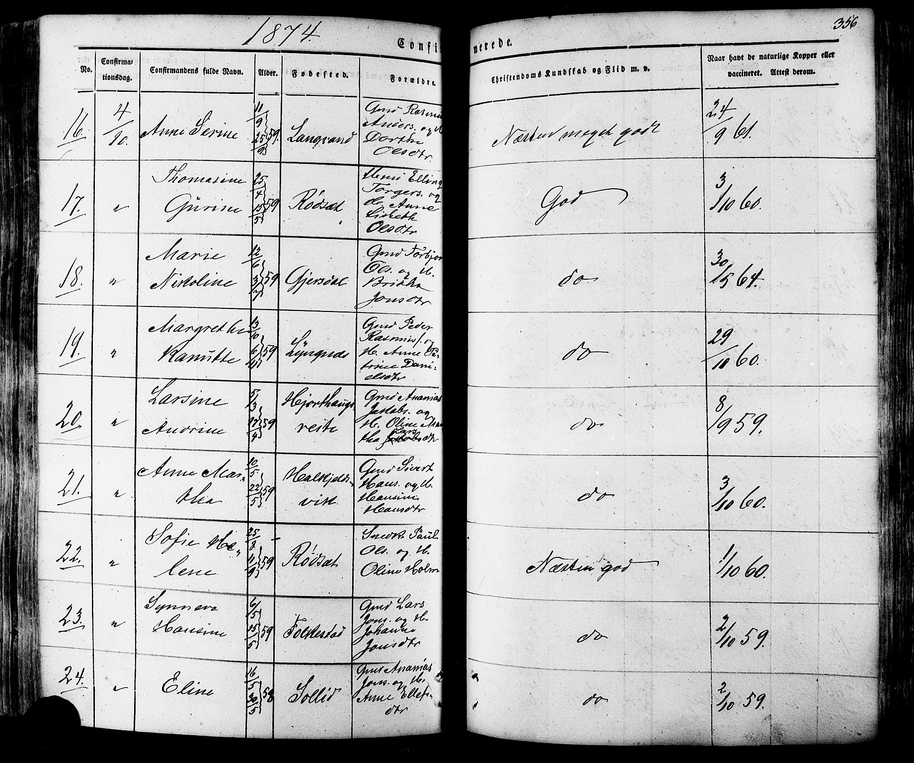 Ministerialprotokoller, klokkerbøker og fødselsregistre - Møre og Romsdal, SAT/A-1454/511/L0140: Parish register (official) no. 511A07, 1851-1878, p. 356