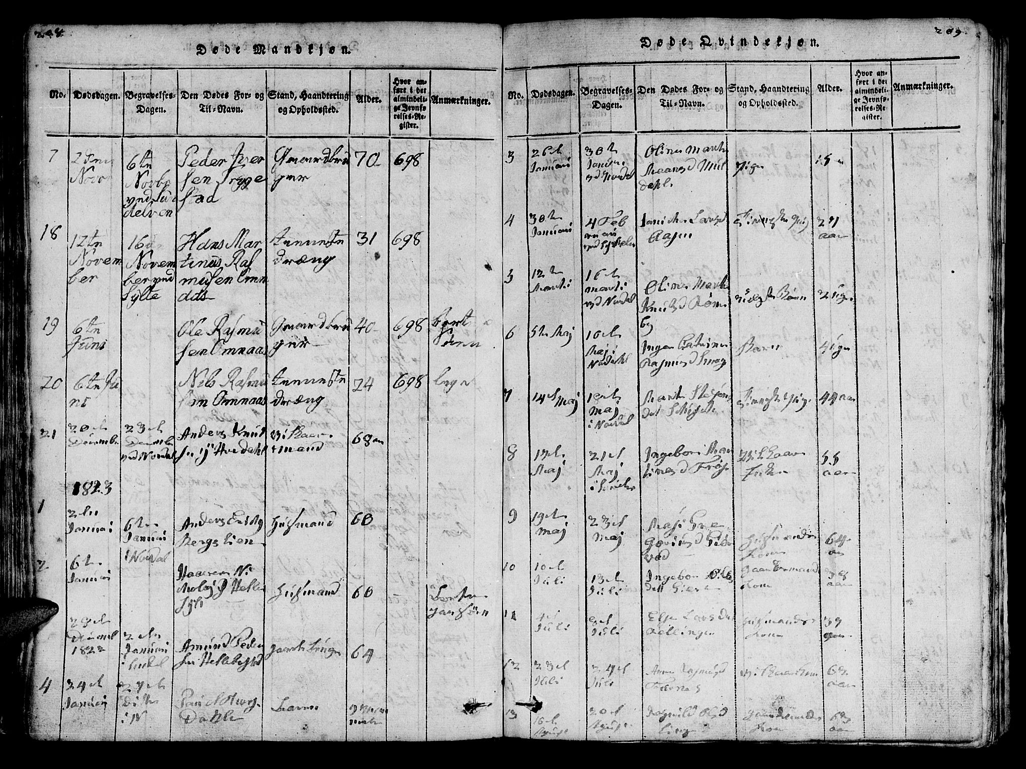 Ministerialprotokoller, klokkerbøker og fødselsregistre - Møre og Romsdal, SAT/A-1454/519/L0246: Parish register (official) no. 519A05, 1817-1834, p. 208-209
