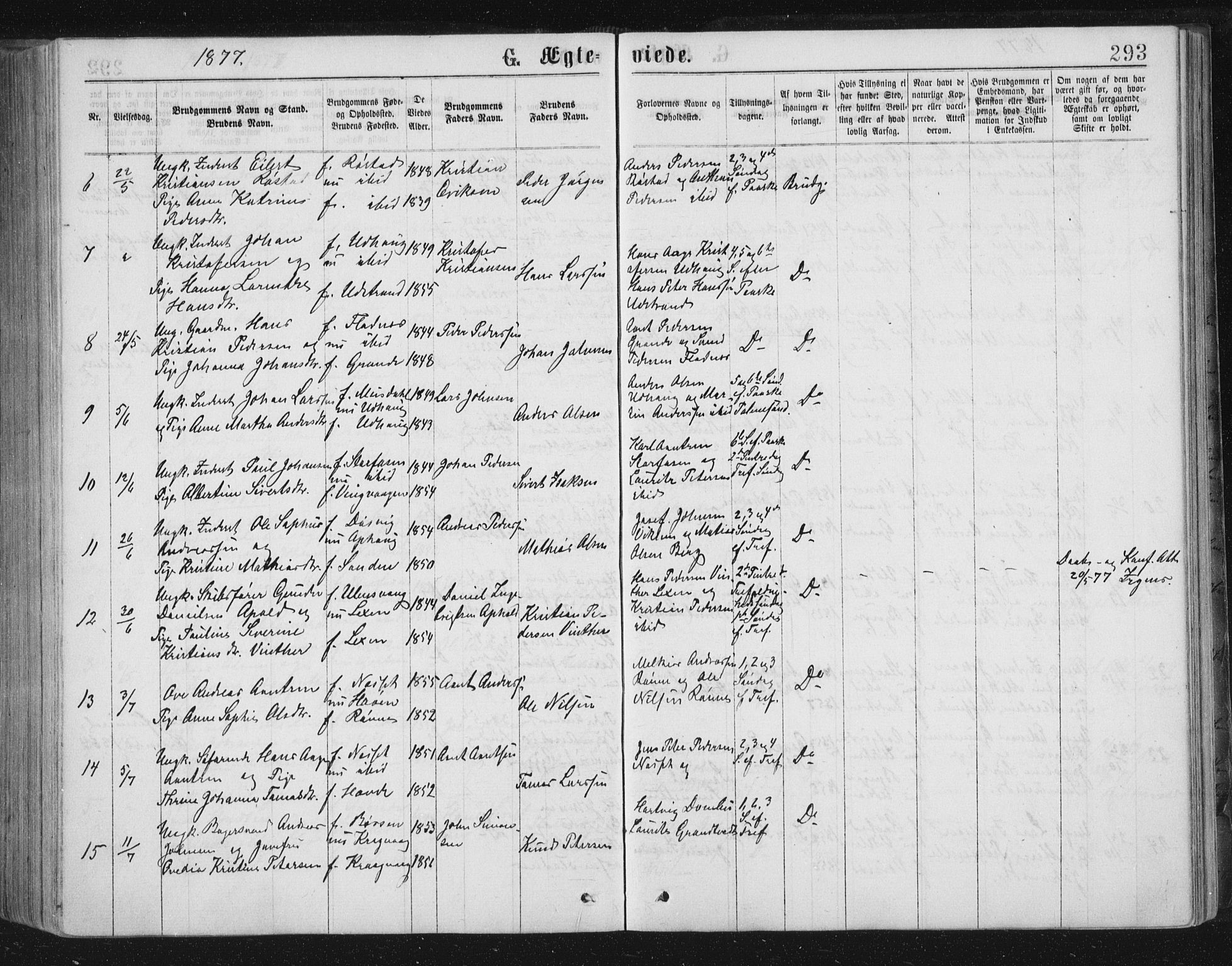 Ministerialprotokoller, klokkerbøker og fødselsregistre - Sør-Trøndelag, SAT/A-1456/659/L0745: Parish register (copy) no. 659C02, 1869-1892, p. 293