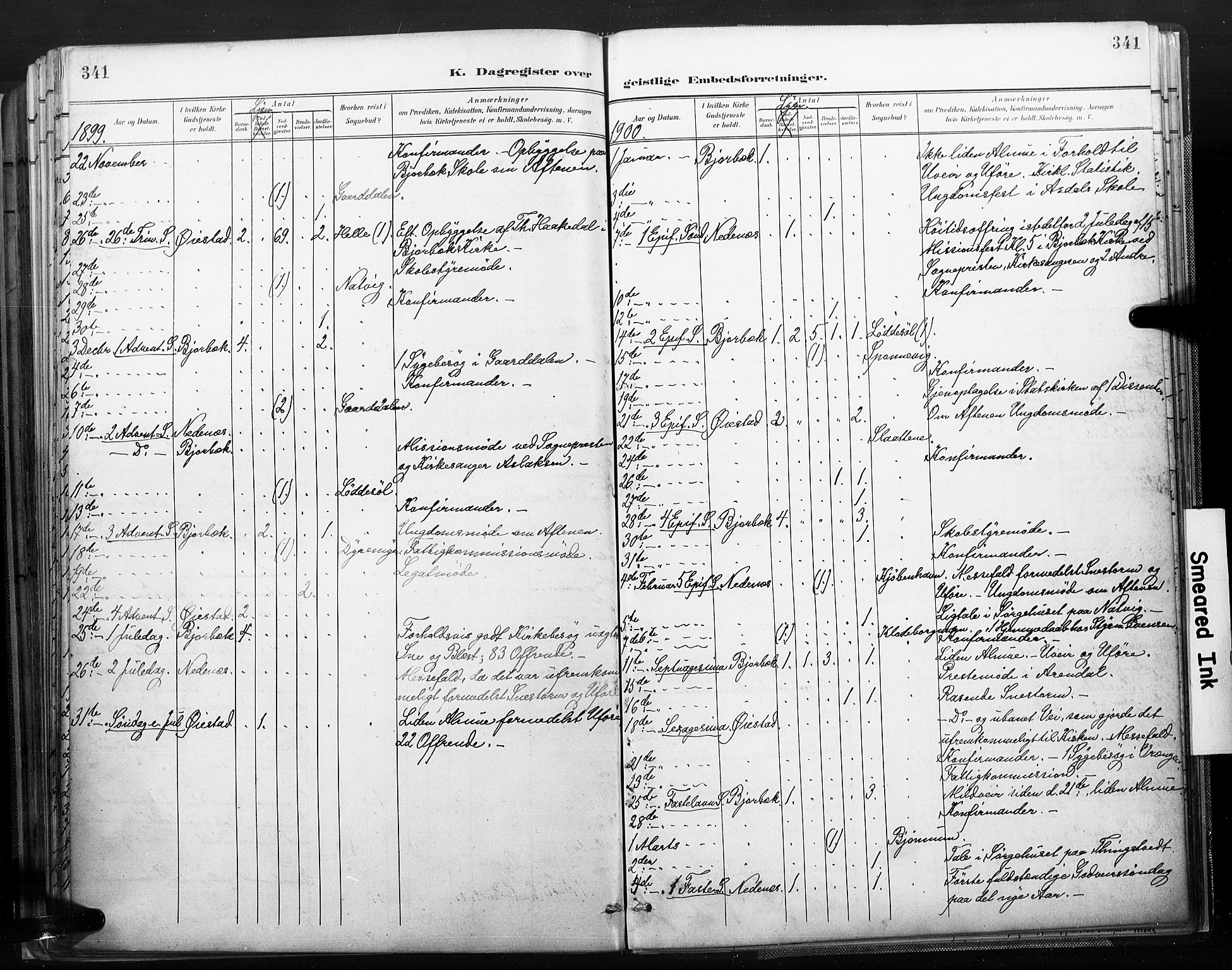 Øyestad sokneprestkontor, SAK/1111-0049/F/Fa/L0018: Parish register (official) no. A 18, 1897-1907, p. 341