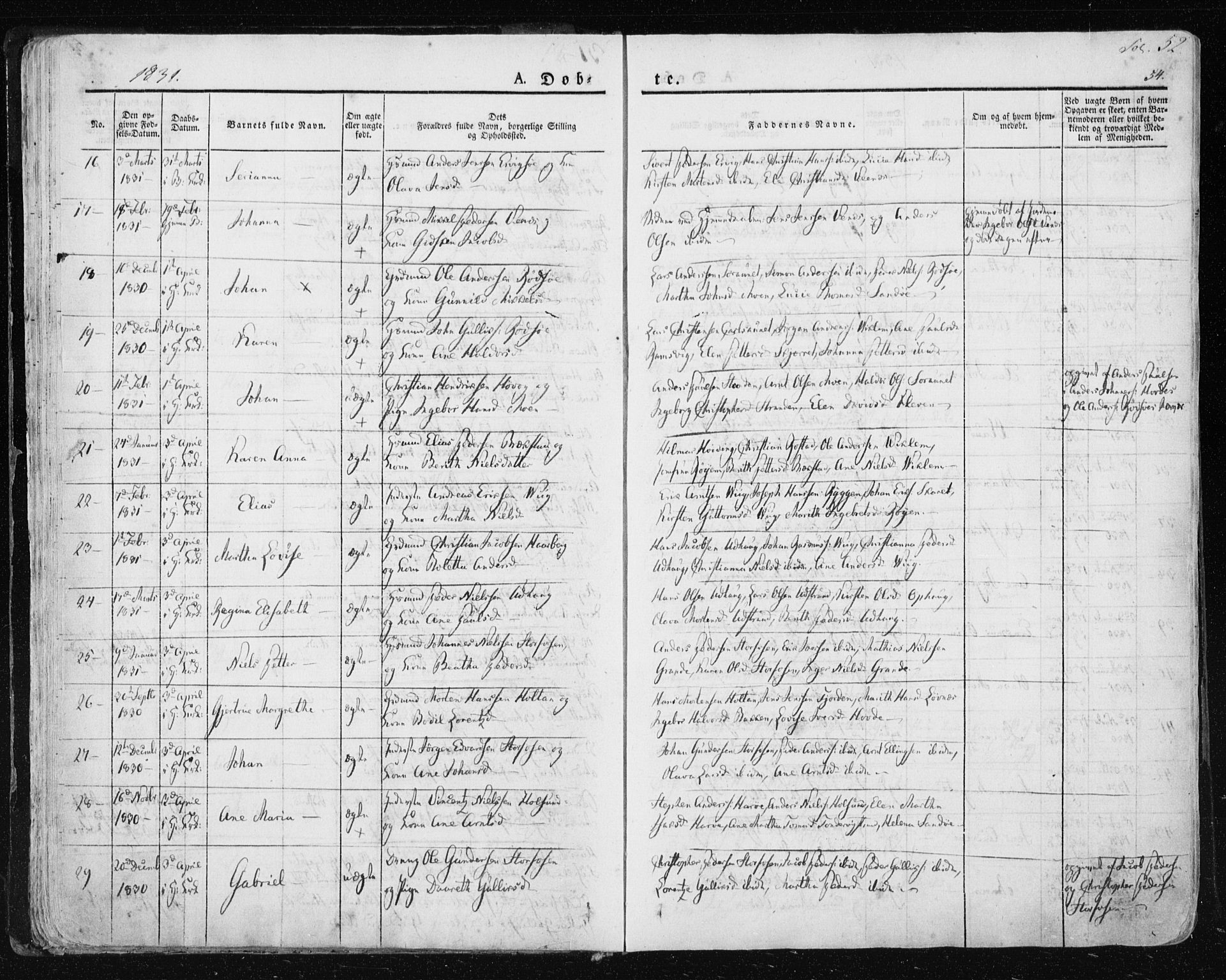 Ministerialprotokoller, klokkerbøker og fødselsregistre - Sør-Trøndelag, SAT/A-1456/659/L0735: Parish register (official) no. 659A05, 1826-1841, p. 52