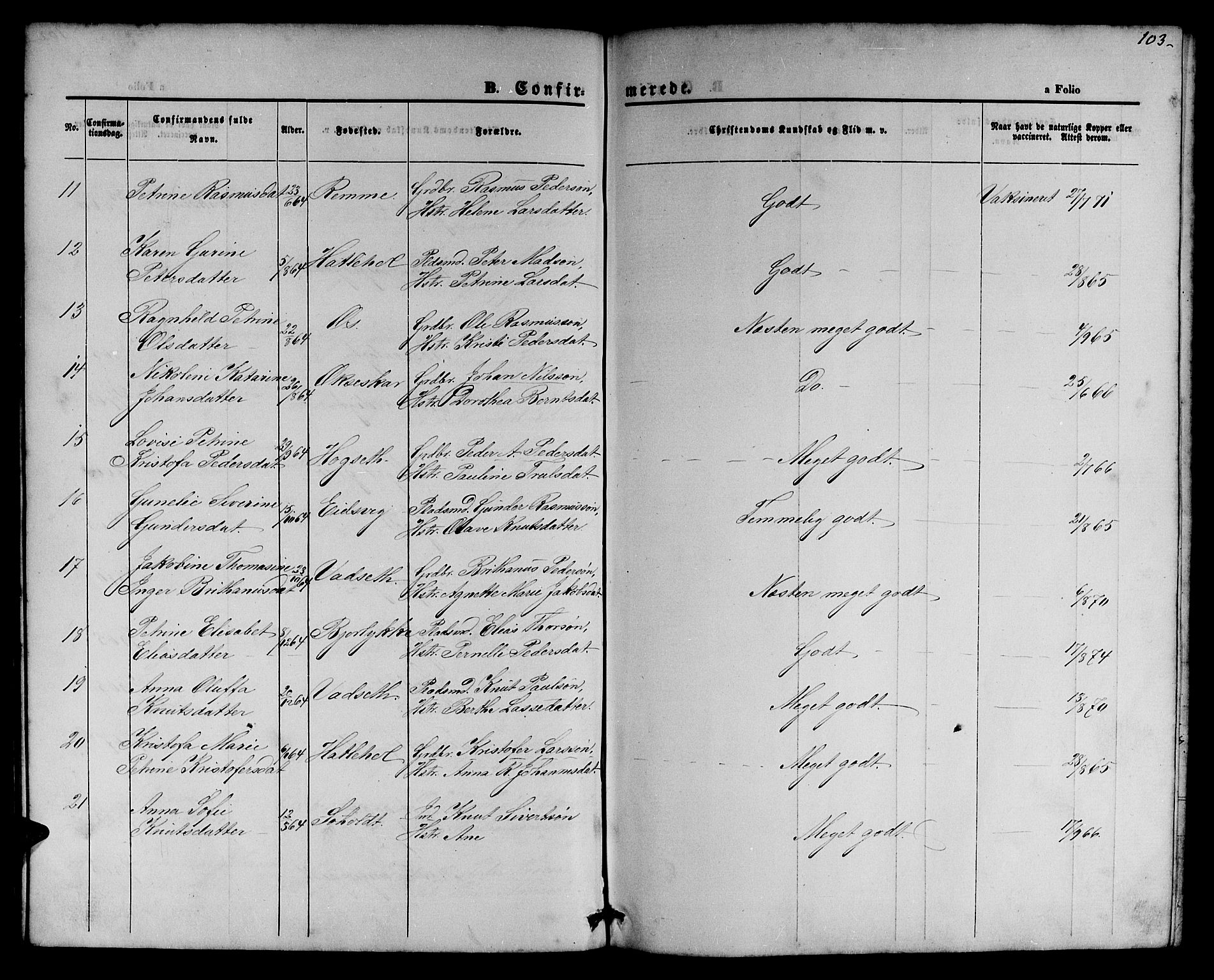 Ministerialprotokoller, klokkerbøker og fødselsregistre - Møre og Romsdal, AV/SAT-A-1454/525/L0375: Parish register (copy) no. 525C01, 1865-1879, p. 103