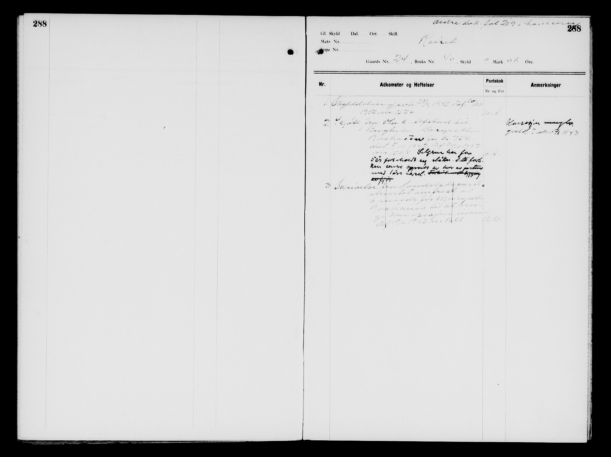 Valdres sorenskriveri, AV/SAH-TING-016/H/Ha/Hae/L0013: Mortgage register no. 5.13, 1931-1940, p. 288