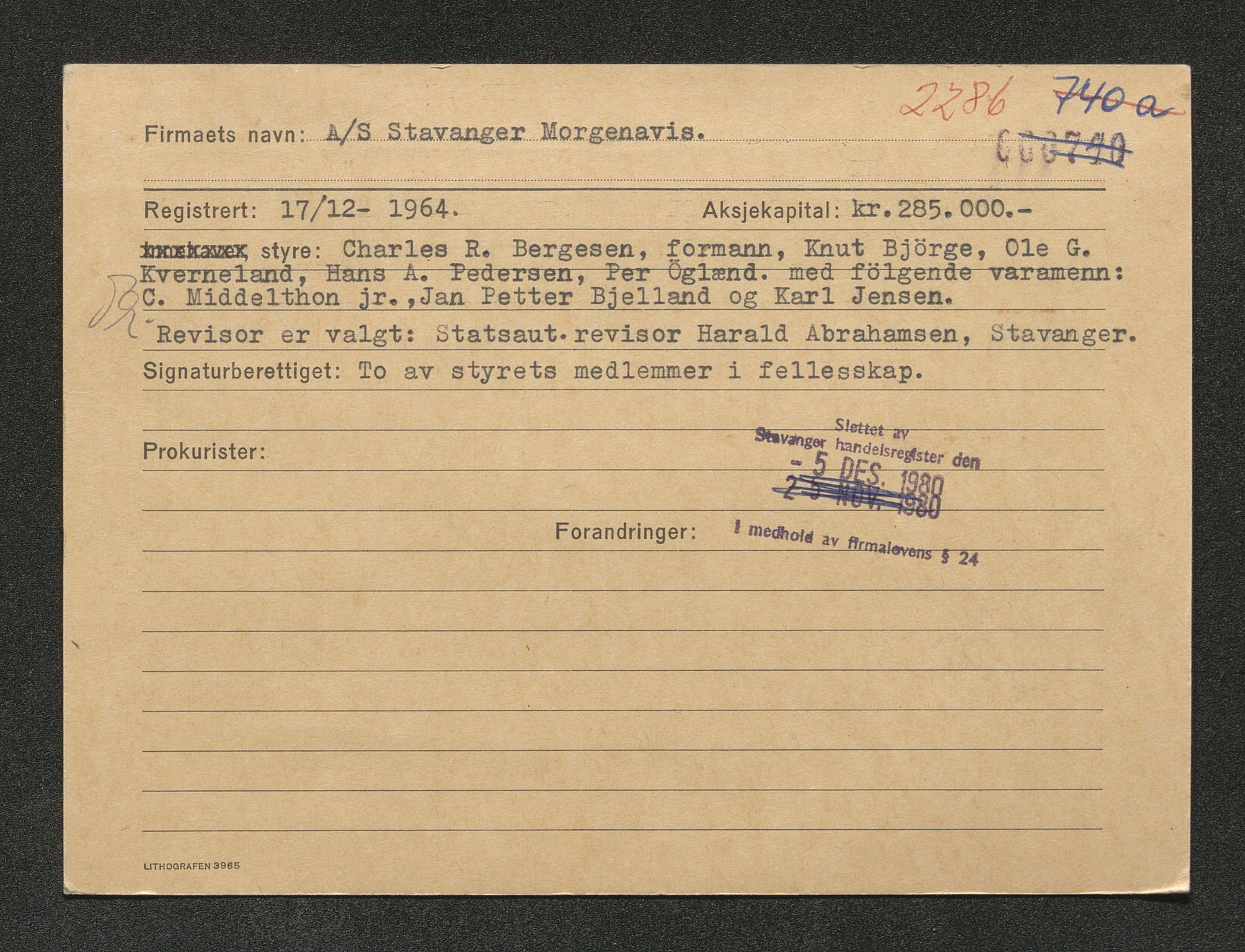 Stavanger byfogd, AV/SAST-A-101408/001/4/42/422/4221A/L0005: Register over slettede firma N-R, 1891-1987, p. 2