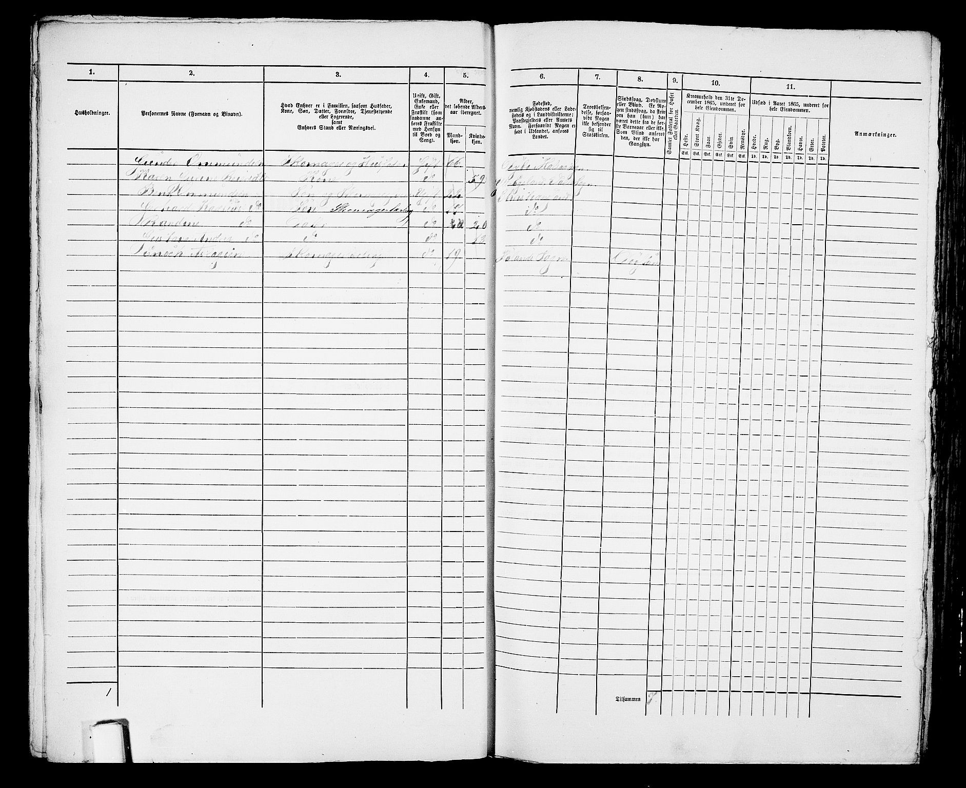 RA, 1865 census for Kristiansand, 1865, p. 535