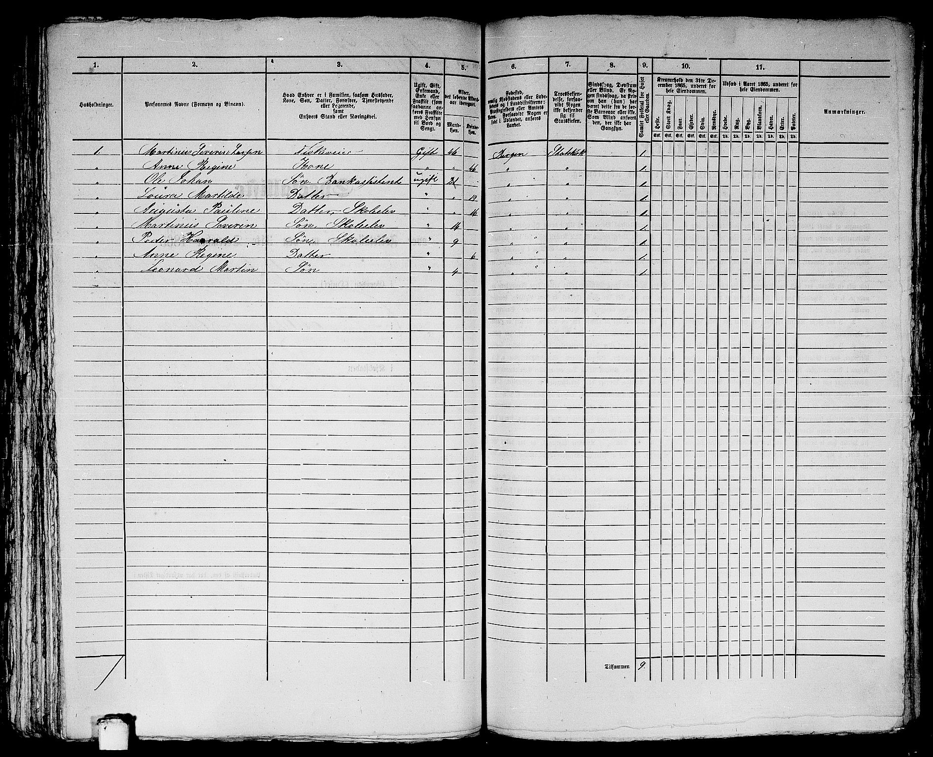 RA, 1865 census for Bergen, 1865, p. 4423