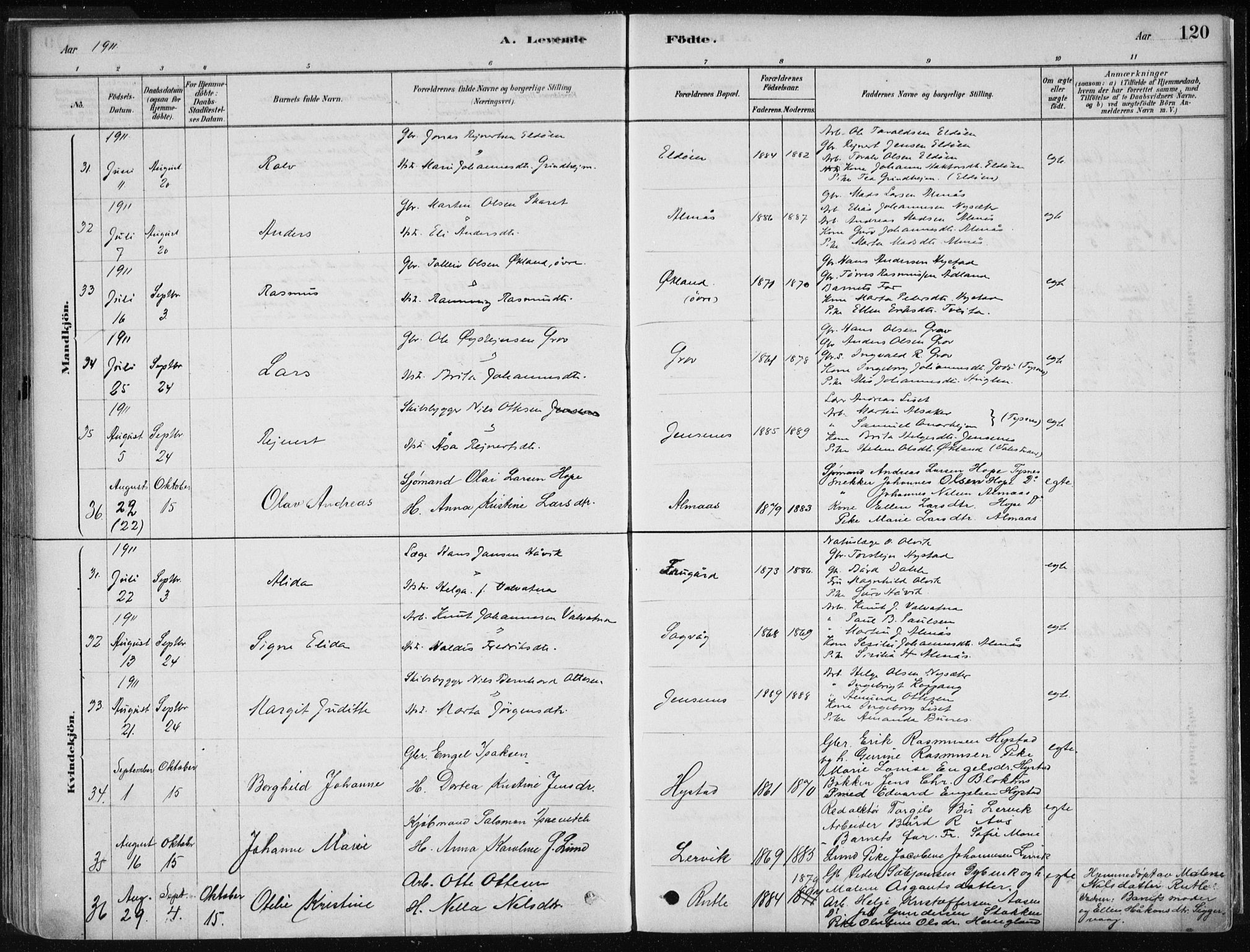 Stord sokneprestembete, AV/SAB-A-78201/H/Haa: Parish register (official) no. B 2, 1878-1913, p. 120