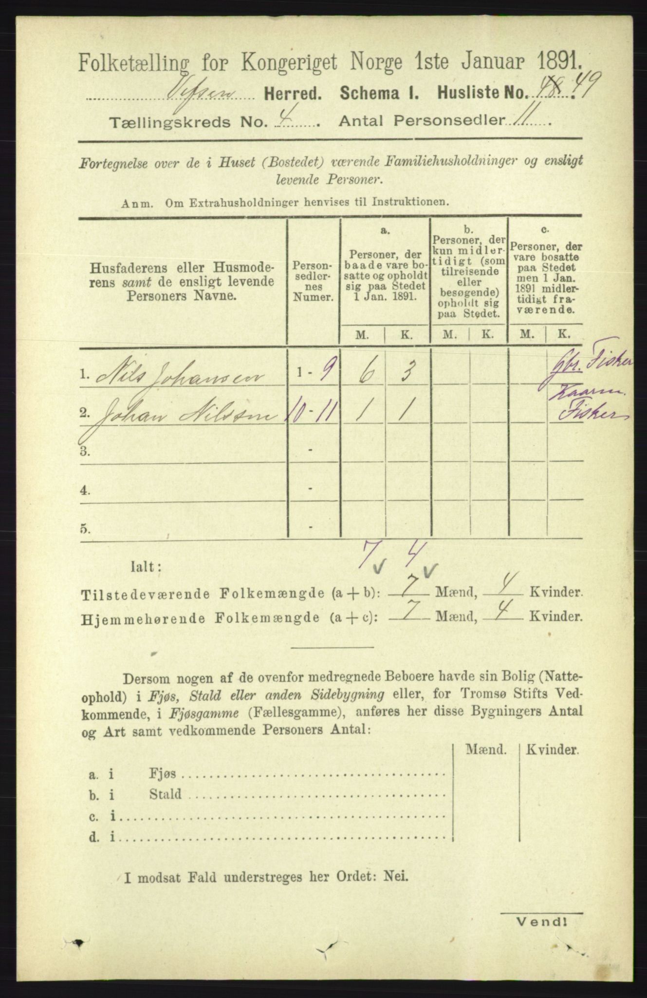 RA, 1891 census for 1824 Vefsn, 1891, p. 1611