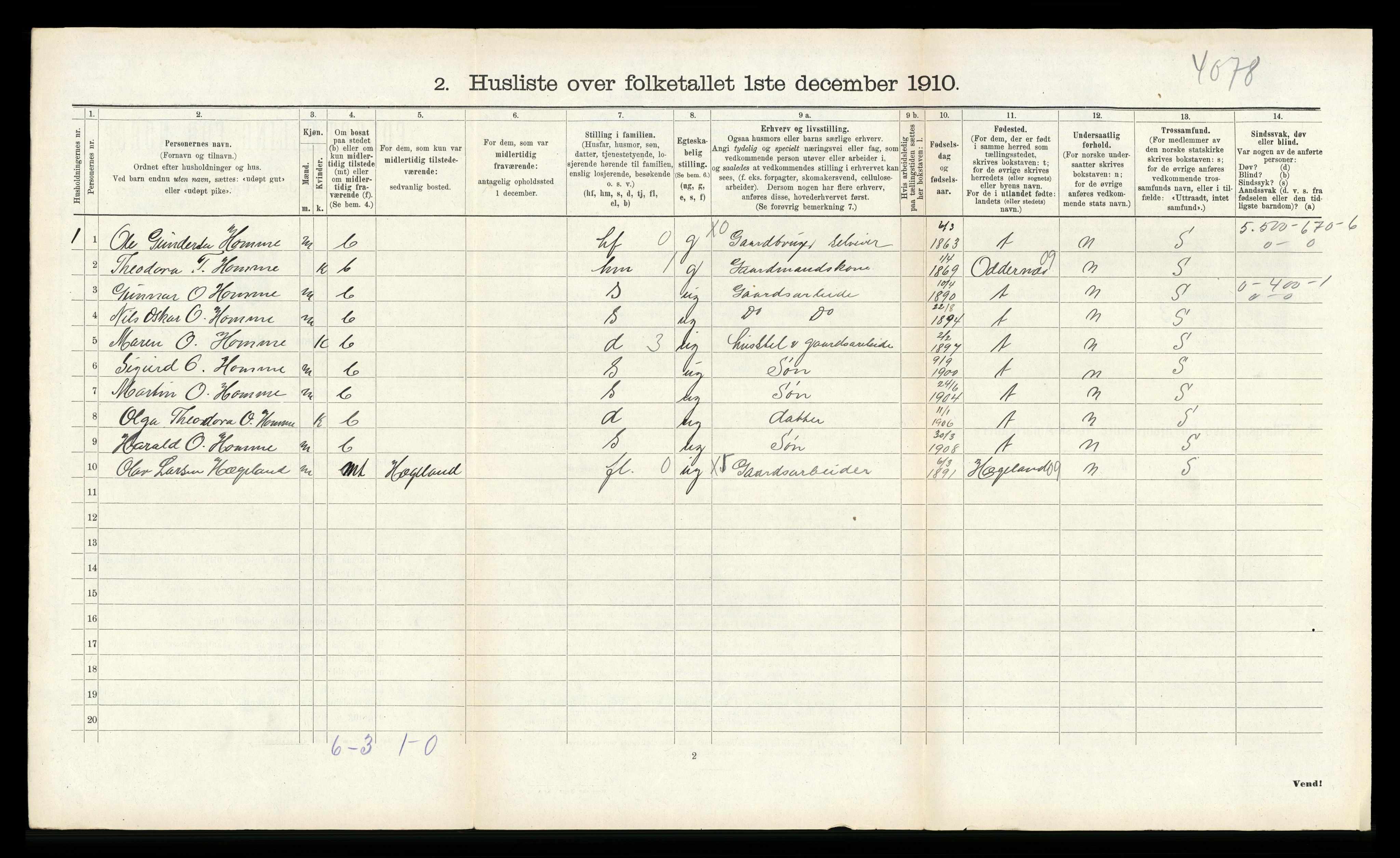 RA, 1910 census for Øvrebø, 1910, p. 120