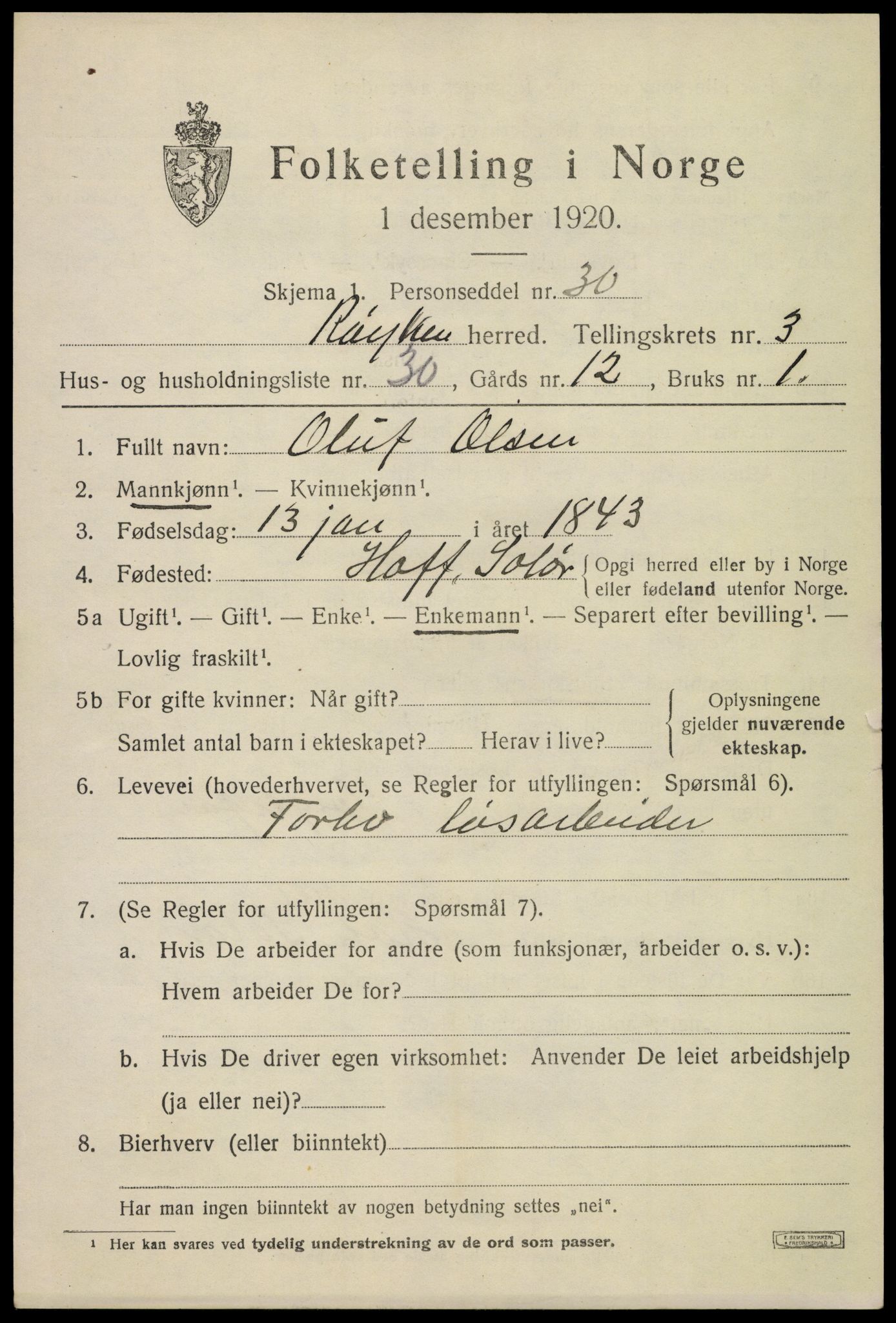 SAKO, 1920 census for Røyken, 1920, p. 4568