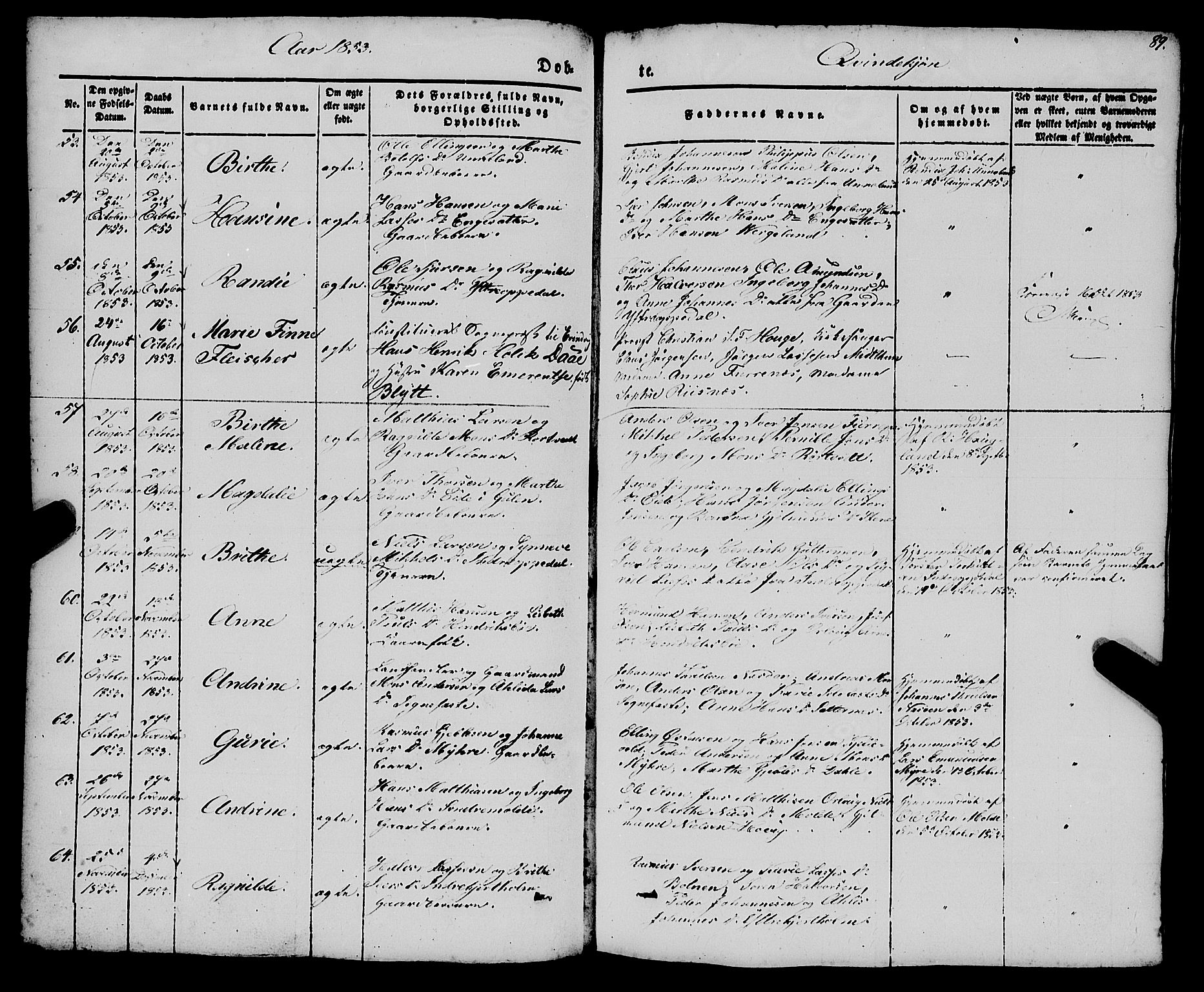 Gulen sokneprestembete, AV/SAB-A-80201/H/Haa/Haaa/L0021: Parish register (official) no. A 21, 1848-1858, p. 89