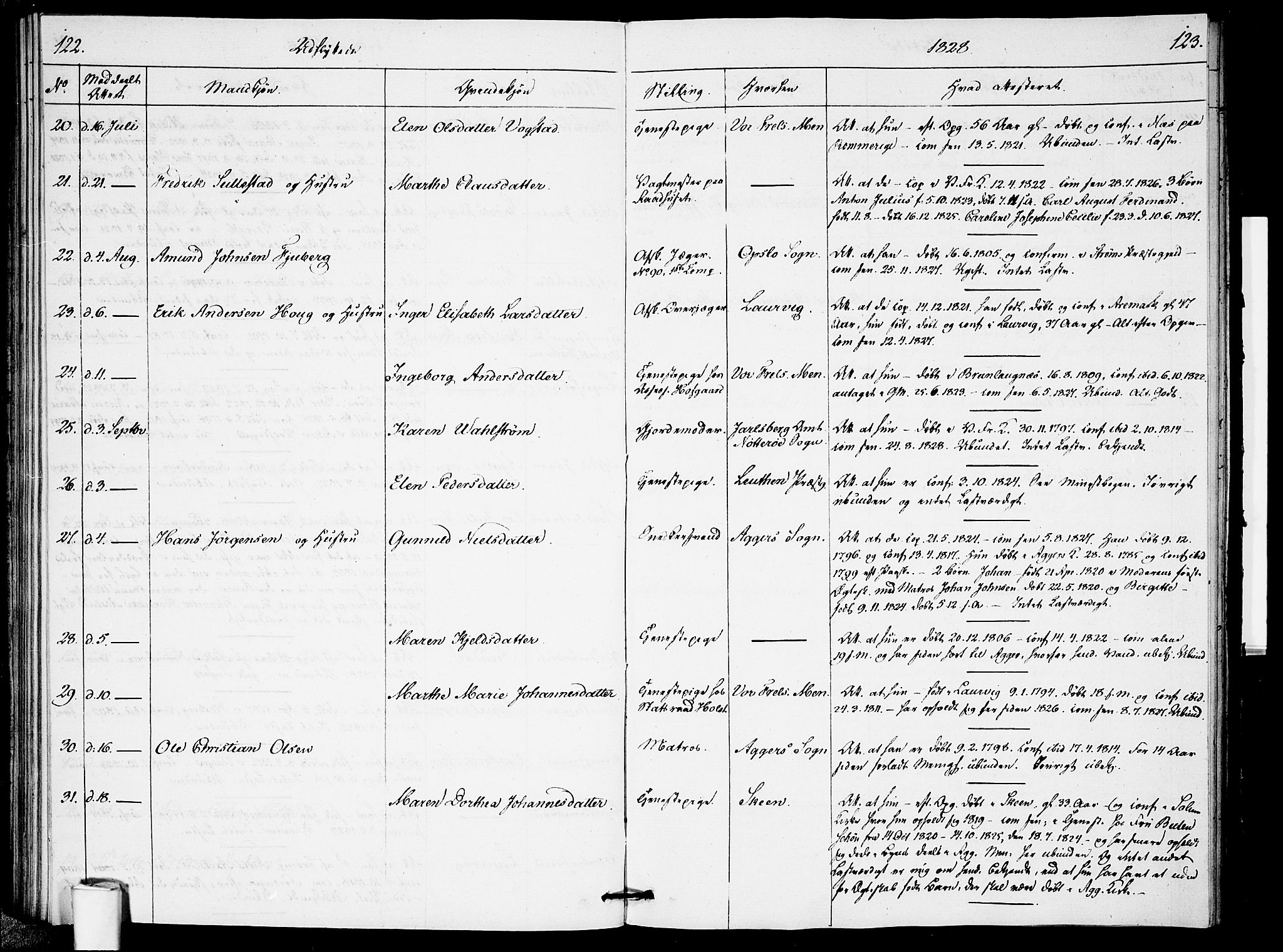 Garnisonsmenigheten Kirkebøker, AV/SAO-A-10846/F/Fa/L0005: Parish register (official) no. 5, 1824-1830, p. 122-123