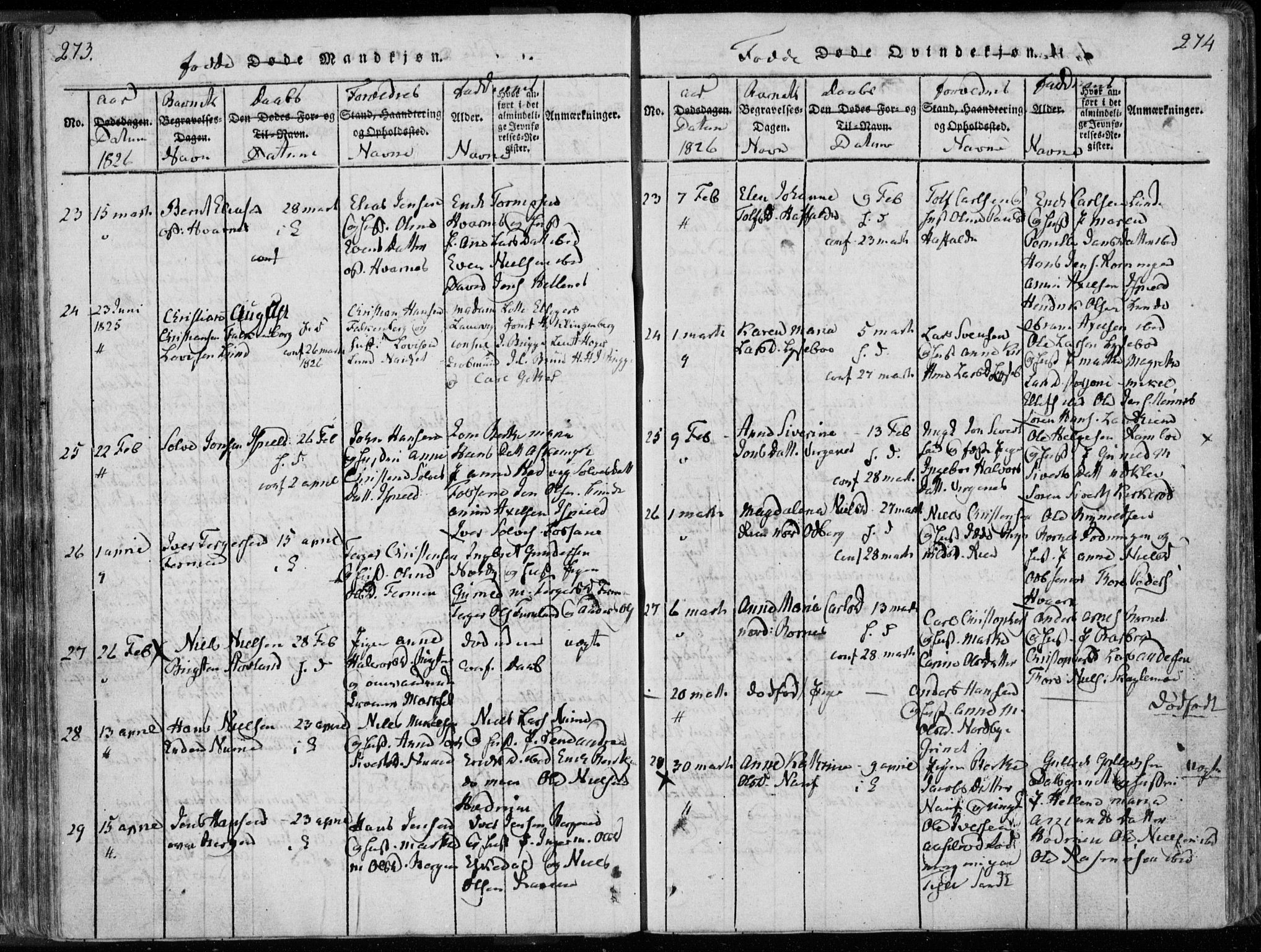 Hedrum kirkebøker, AV/SAKO-A-344/F/Fa/L0004: Parish register (official) no. I 4, 1817-1835, p. 273-274