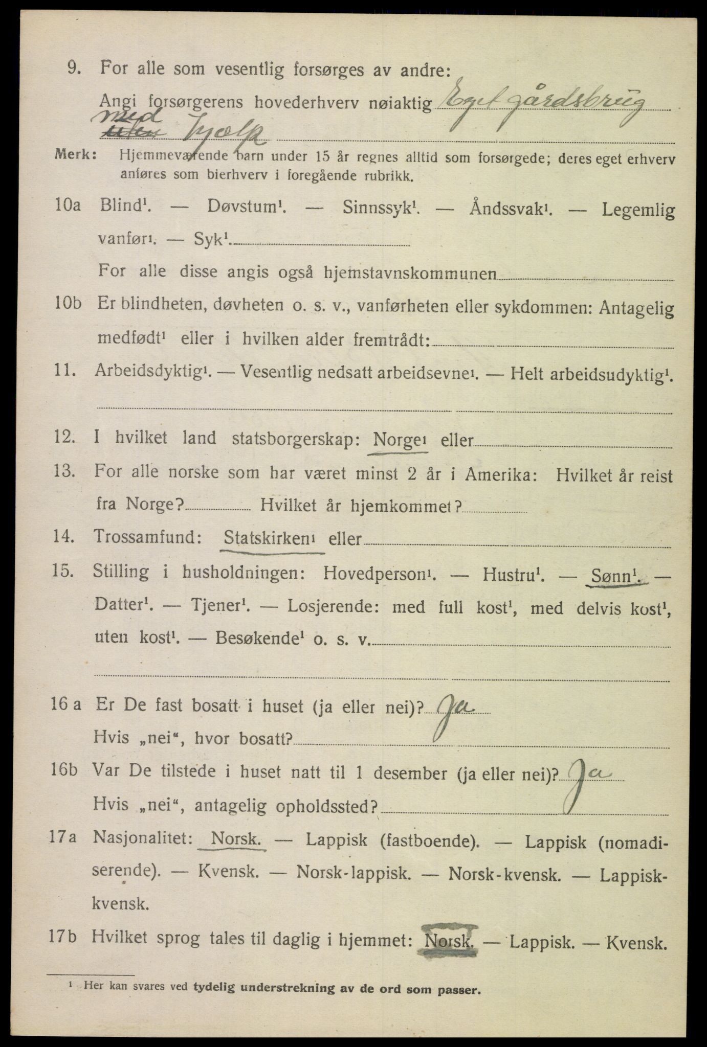 SAT, 1920 census for Ankenes, 1920, p. 1404