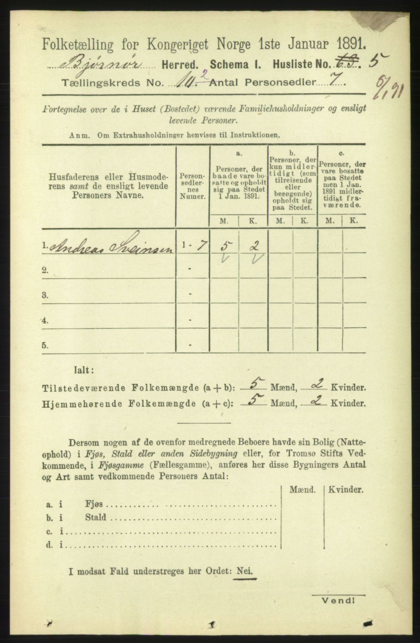 RA, 1891 census for 1632 Bjørnør, 1891, p. 4530