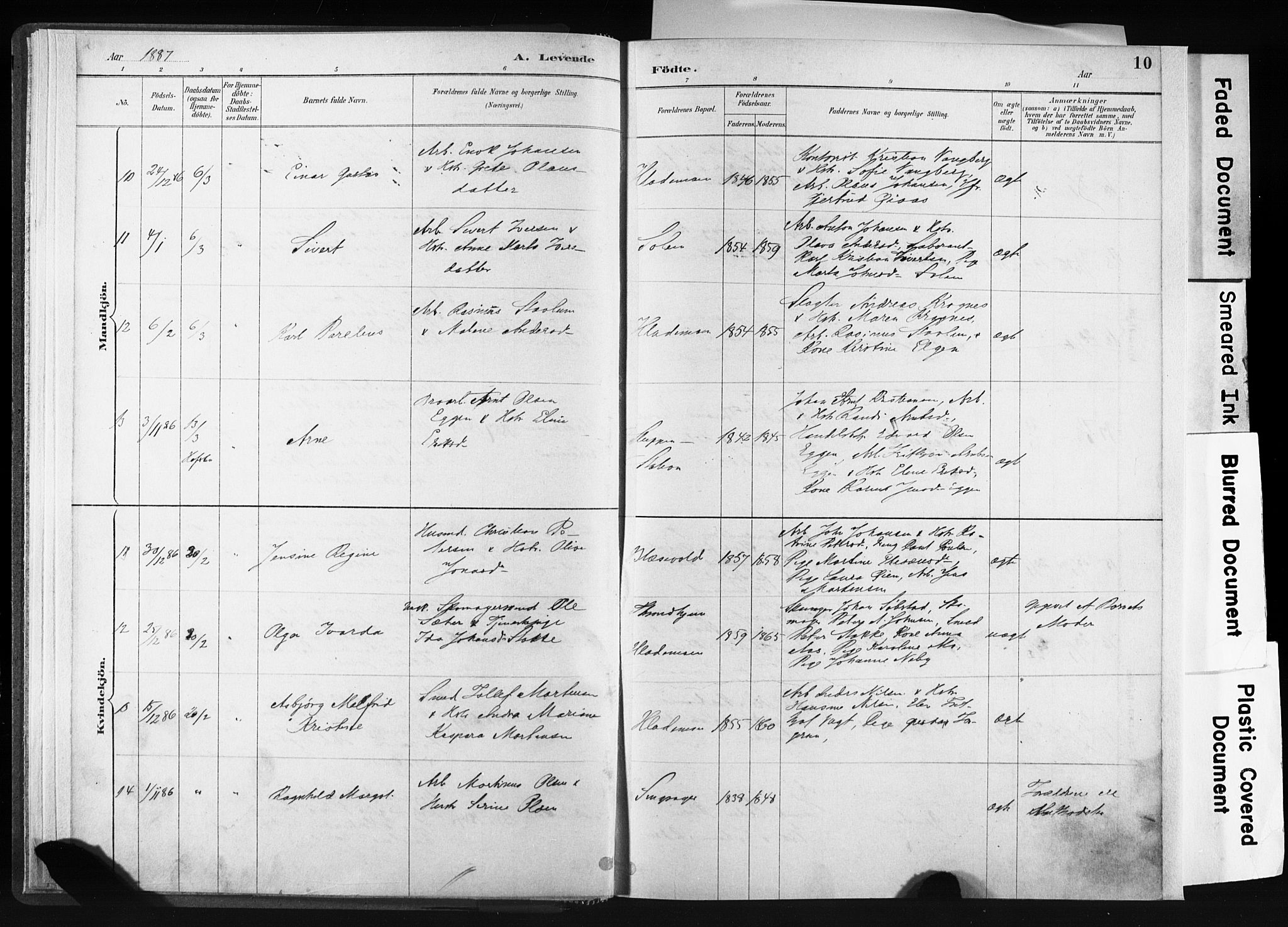 Ministerialprotokoller, klokkerbøker og fødselsregistre - Sør-Trøndelag, AV/SAT-A-1456/606/L0300: Parish register (official) no. 606A15, 1886-1893, p. 10