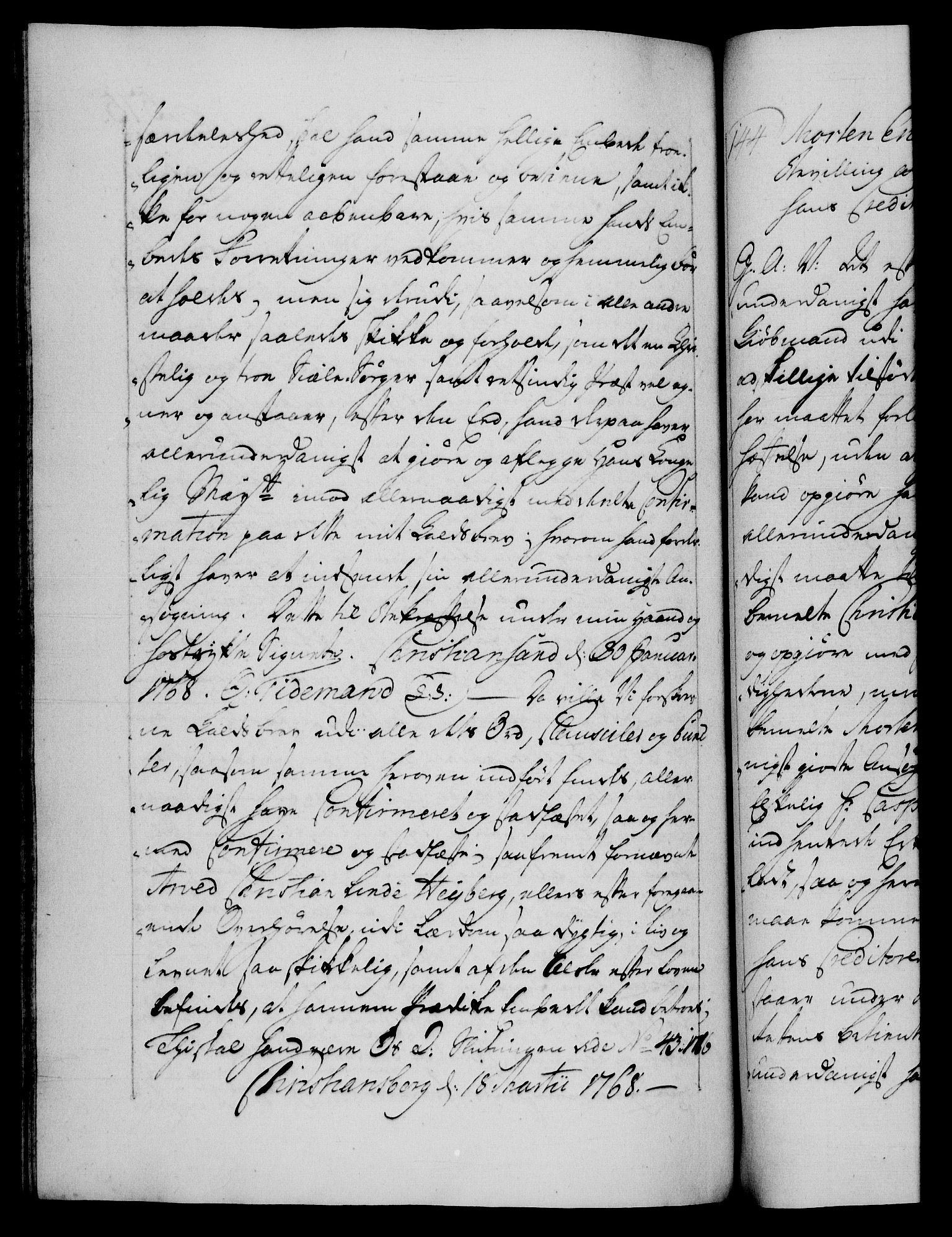 Danske Kanselli 1572-1799, AV/RA-EA-3023/F/Fc/Fca/Fcaa/L0043: Norske registre, 1766-1768, p. 575b