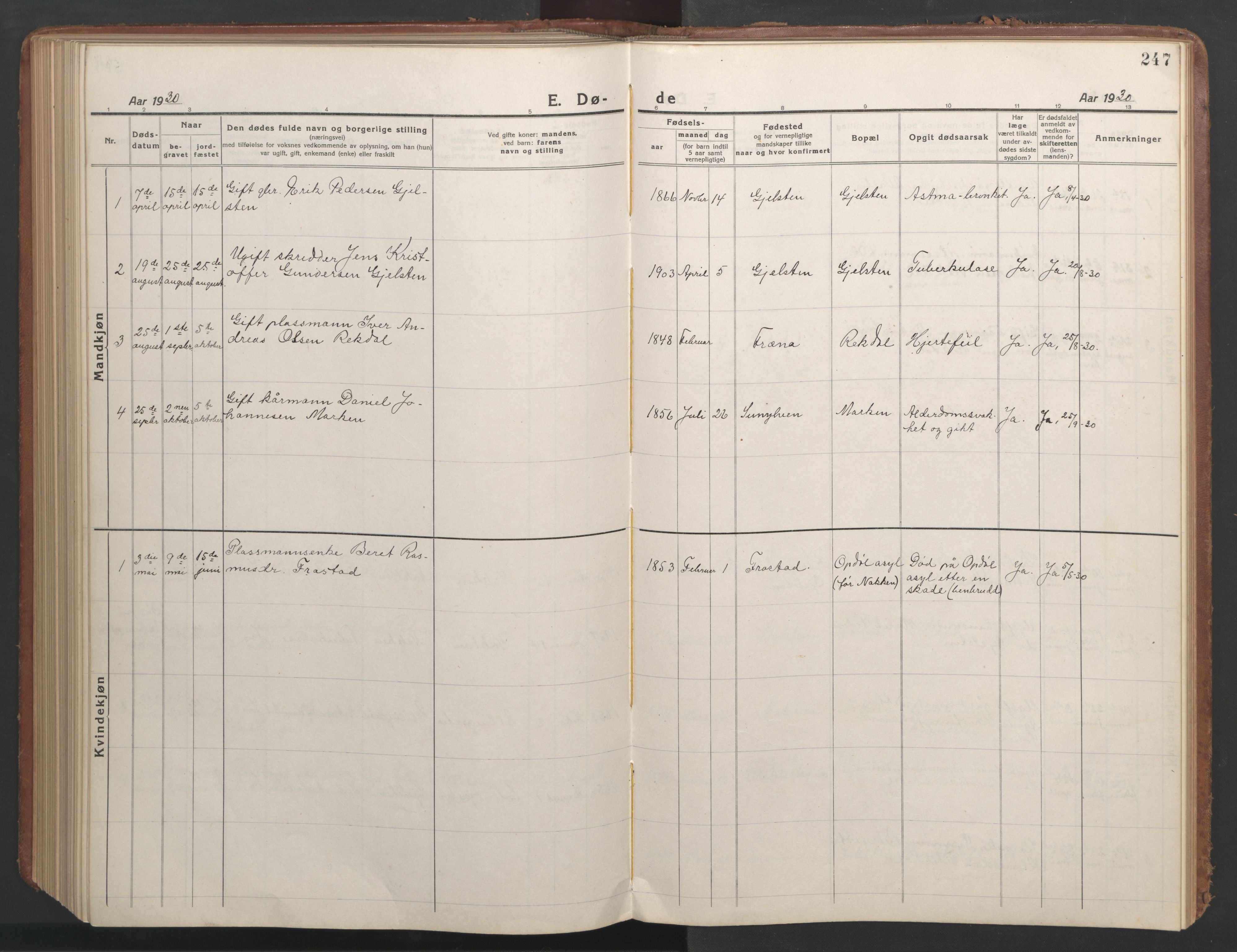 Ministerialprotokoller, klokkerbøker og fødselsregistre - Møre og Romsdal, AV/SAT-A-1454/540/L0542: Parish register (copy) no. 540C02, 1921-1967, p. 247