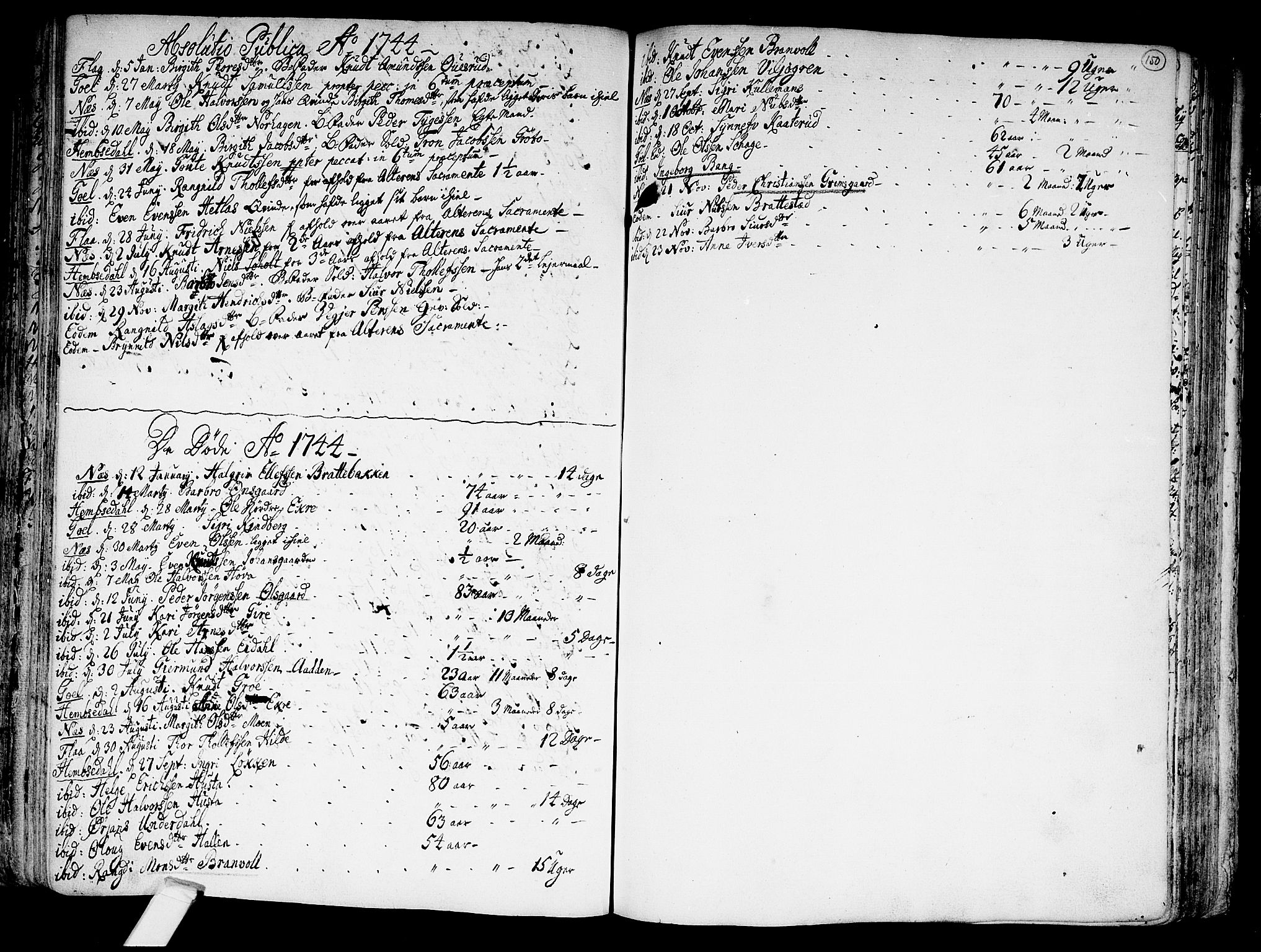 Nes kirkebøker, SAKO/A-236/F/Fa/L0002: Parish register (official) no. 2, 1707-1759, p. 150
