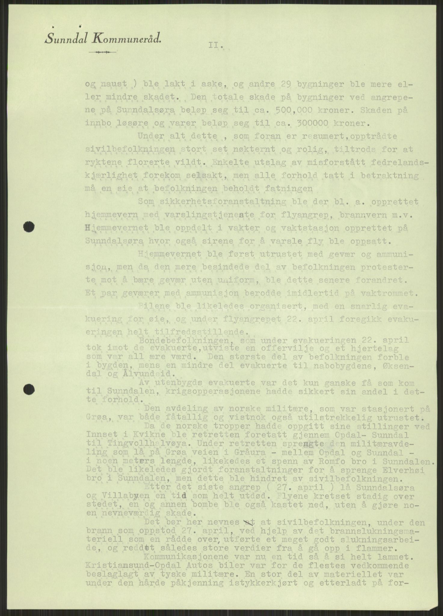 Forsvaret, Forsvarets krigshistoriske avdeling, AV/RA-RAFA-2017/Y/Ya/L0015: II-C-11-31 - Fylkesmenn.  Rapporter om krigsbegivenhetene 1940., 1940, p. 780