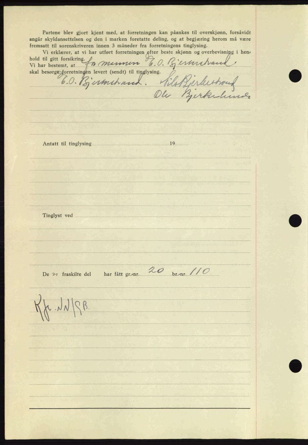 Nordmøre sorenskriveri, AV/SAT-A-4132/1/2/2Ca: Mortgage book no. A91, 1941-1942, Diary no: : 2217/1941