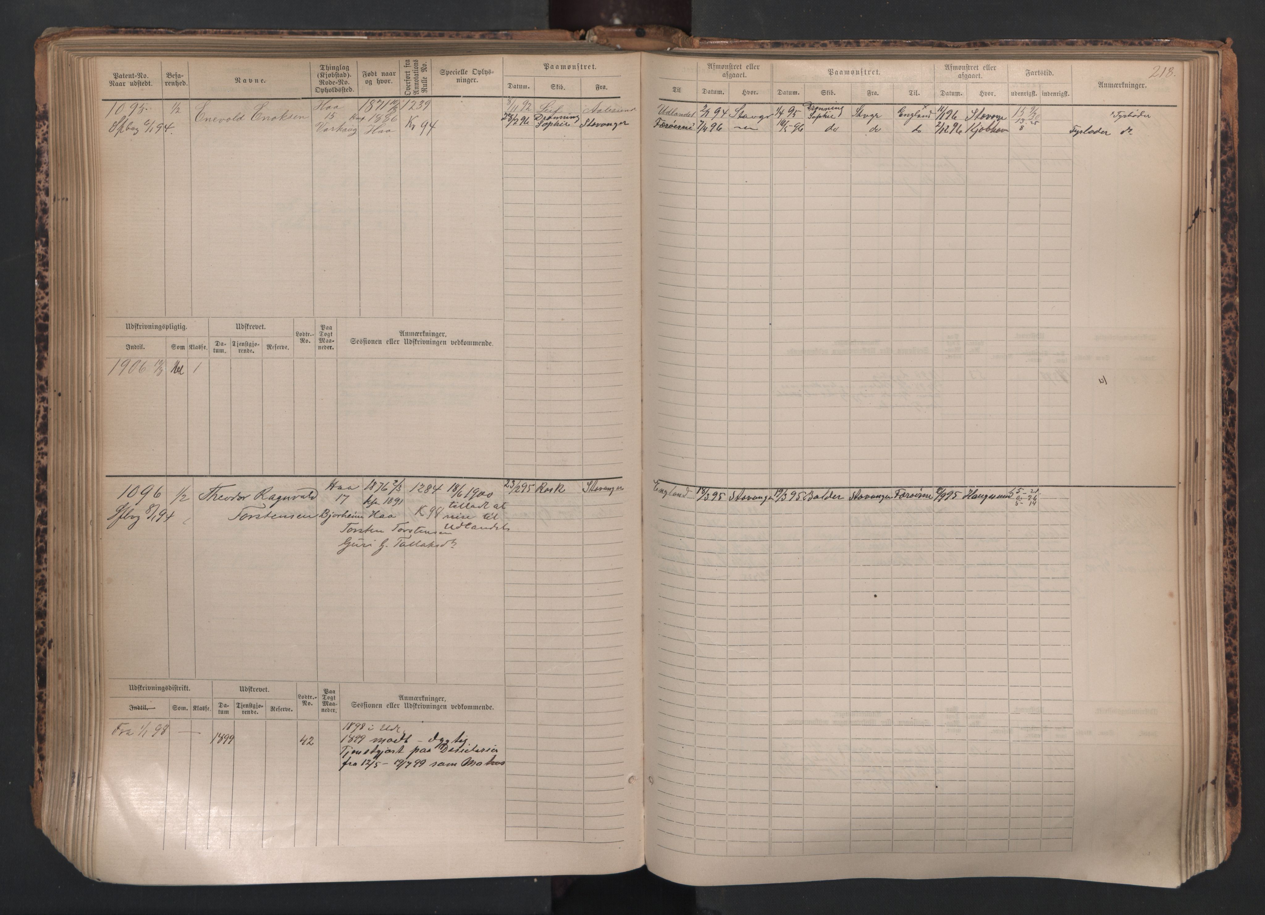 Egersund mønstringskrets, SAK/2031-0019/F/Fb/L0002: Hovedrulle nr 667-1330, O-4, 1880-1940, p. 219