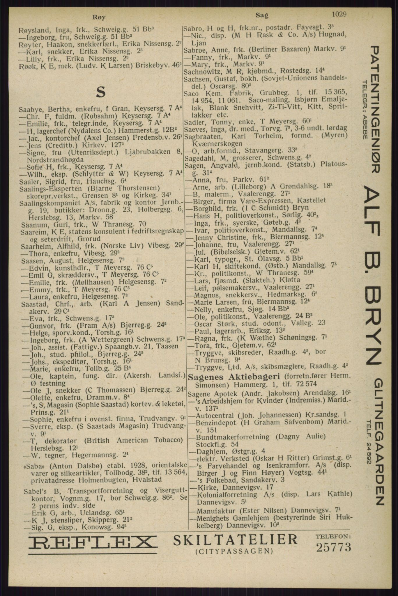 Kristiania/Oslo adressebok, PUBL/-, 1929, p. 1029