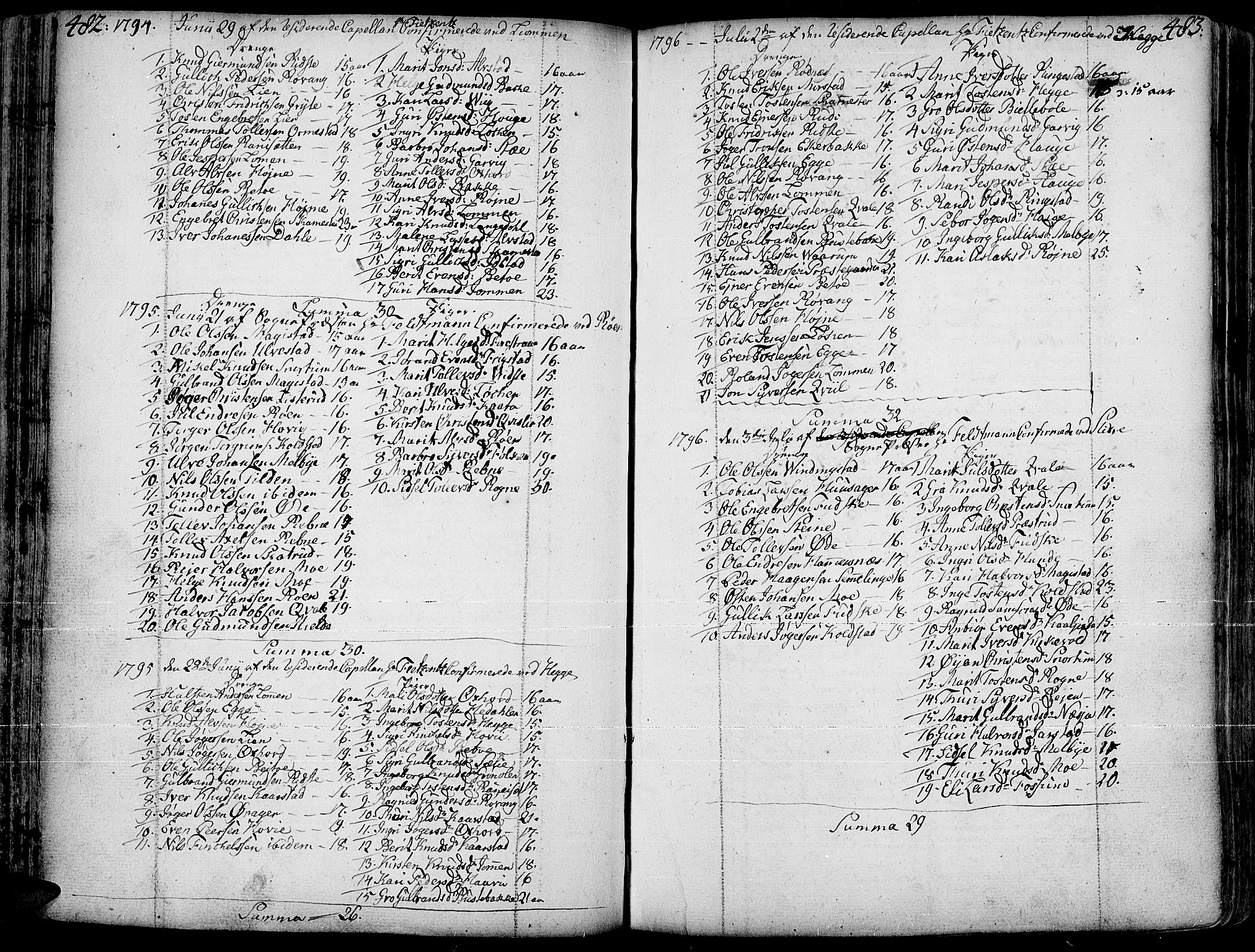 Slidre prestekontor, SAH/PREST-134/H/Ha/Haa/L0001: Parish register (official) no. 1, 1724-1814, p. 482-483