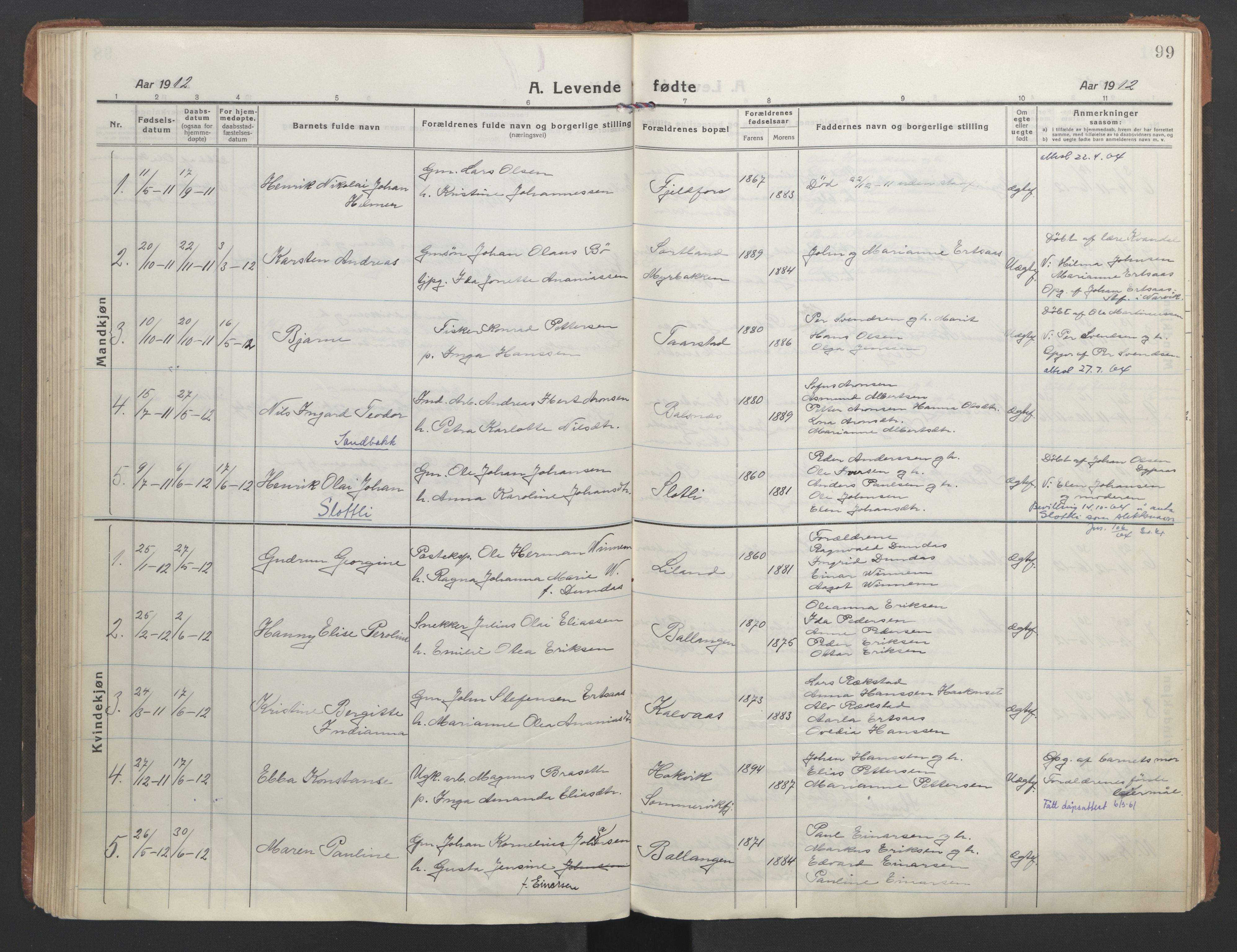 Ministerialprotokoller, klokkerbøker og fødselsregistre - Nordland, AV/SAT-A-1459/863/L0900: Parish register (official) no. 863A12, 1906-1915, p. 99