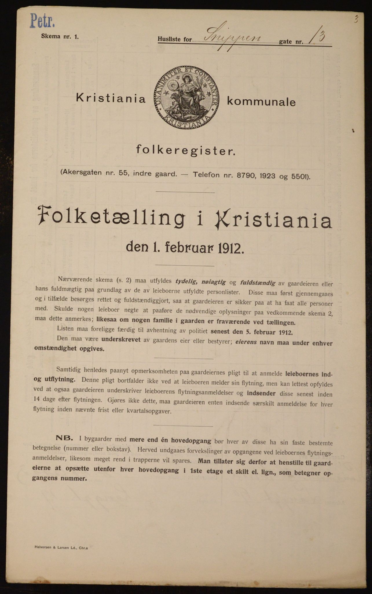 OBA, Municipal Census 1912 for Kristiania, 1912, p. 98401