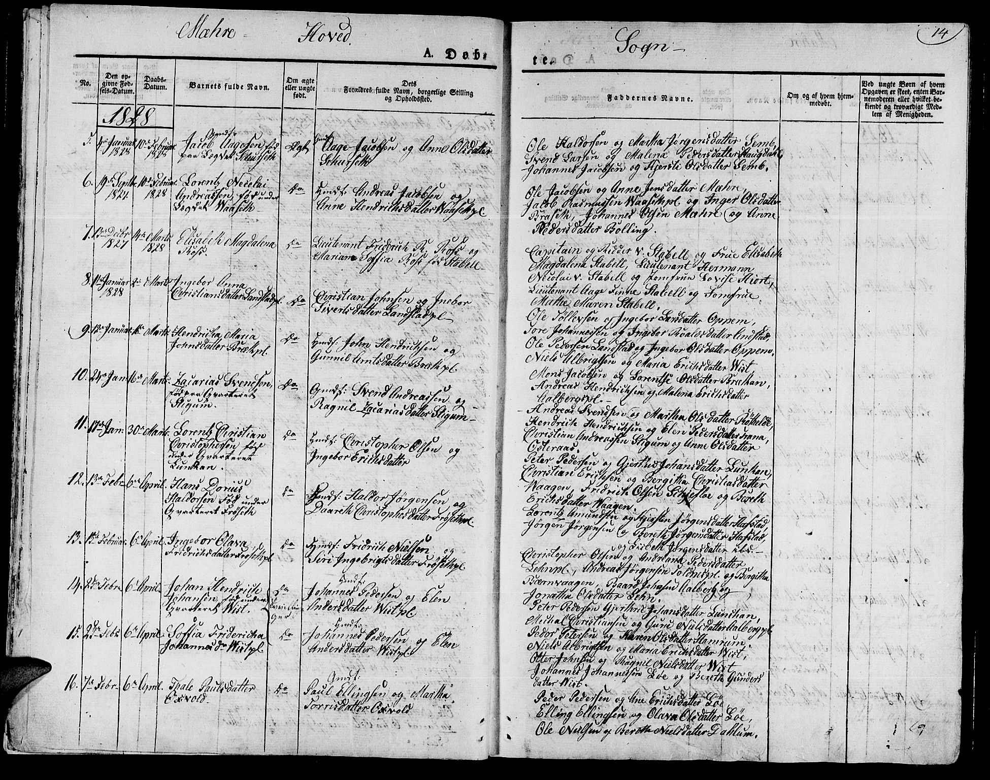 Ministerialprotokoller, klokkerbøker og fødselsregistre - Nord-Trøndelag, AV/SAT-A-1458/735/L0336: Parish register (official) no. 735A05 /1, 1825-1835, p. 14