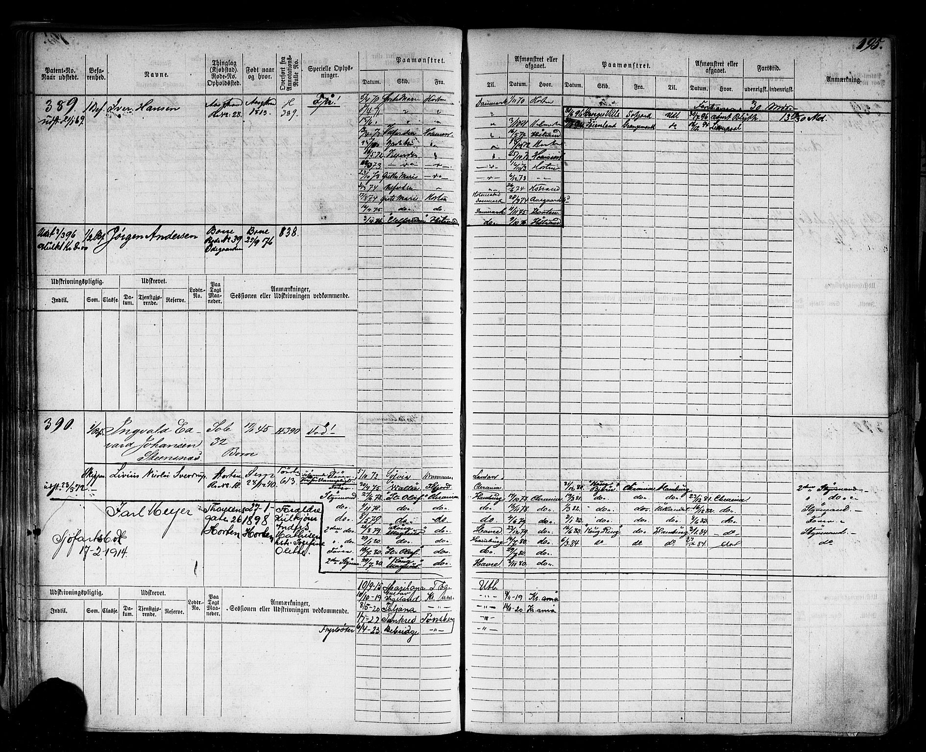 Horten innrulleringskontor, AV/SAKO-A-785/F/Fc/L0003: Hovedrulle, 1868-1871, p. 201