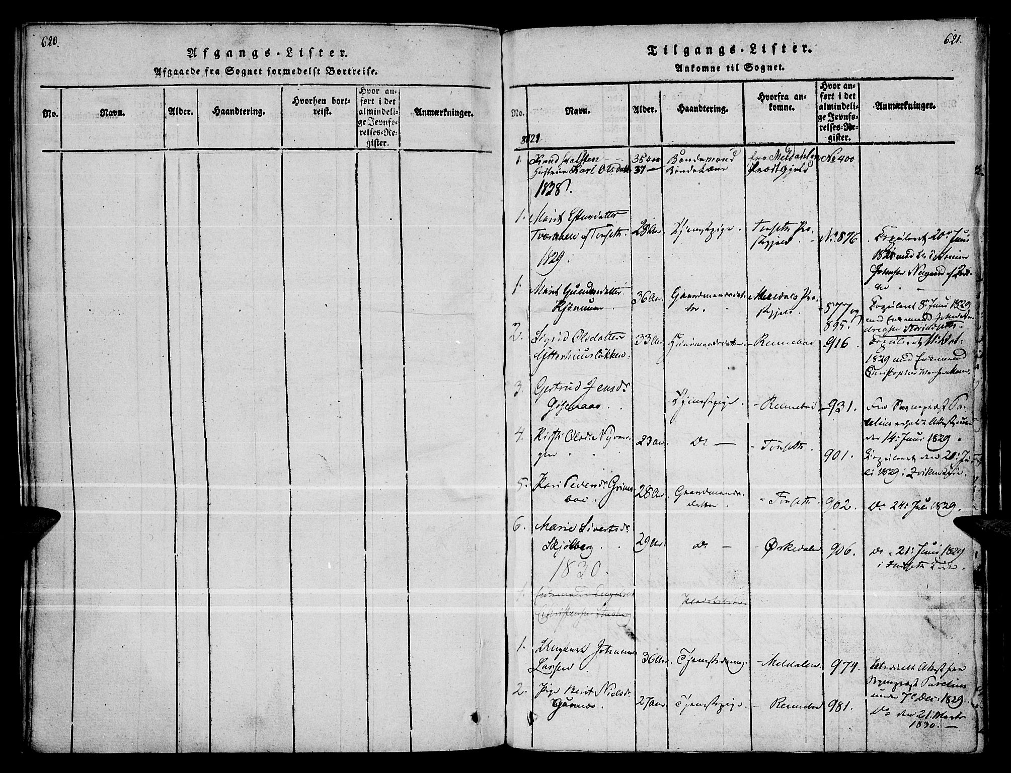 Kvikne prestekontor, SAH/PREST-064/H/Ha/Haa/L0004: Parish register (official) no. 4, 1815-1840, p. 620-621