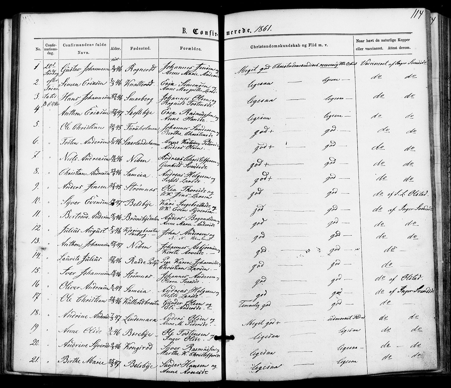 Varteig prestekontor Kirkebøker, AV/SAO-A-10447a/F/Fa/L0001: Parish register (official) no. 1, 1861-1877, p. 114