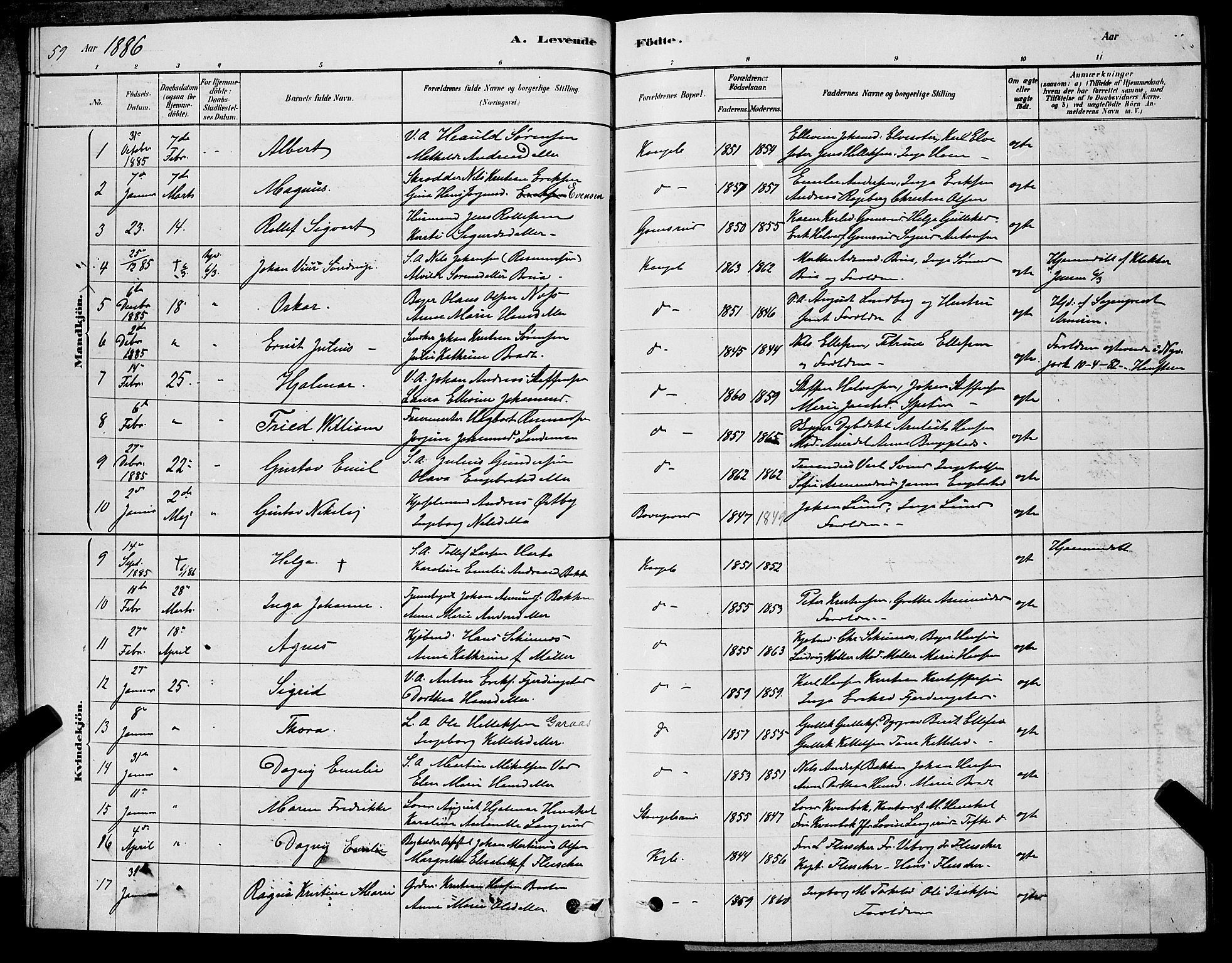Kongsberg kirkebøker, SAKO/A-22/G/Ga/L0005: Parish register (copy) no. 5, 1878-1889, p. 59