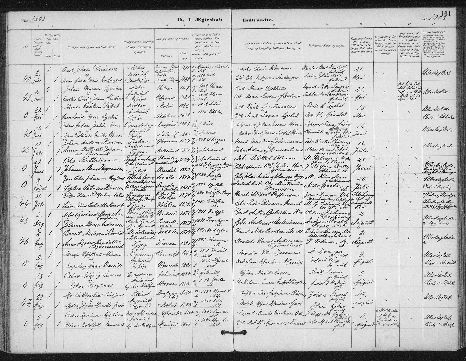 Ministerialprotokoller, klokkerbøker og fødselsregistre - Møre og Romsdal, AV/SAT-A-1454/529/L0457: Parish register (official) no. 529A07, 1894-1903, p. 161