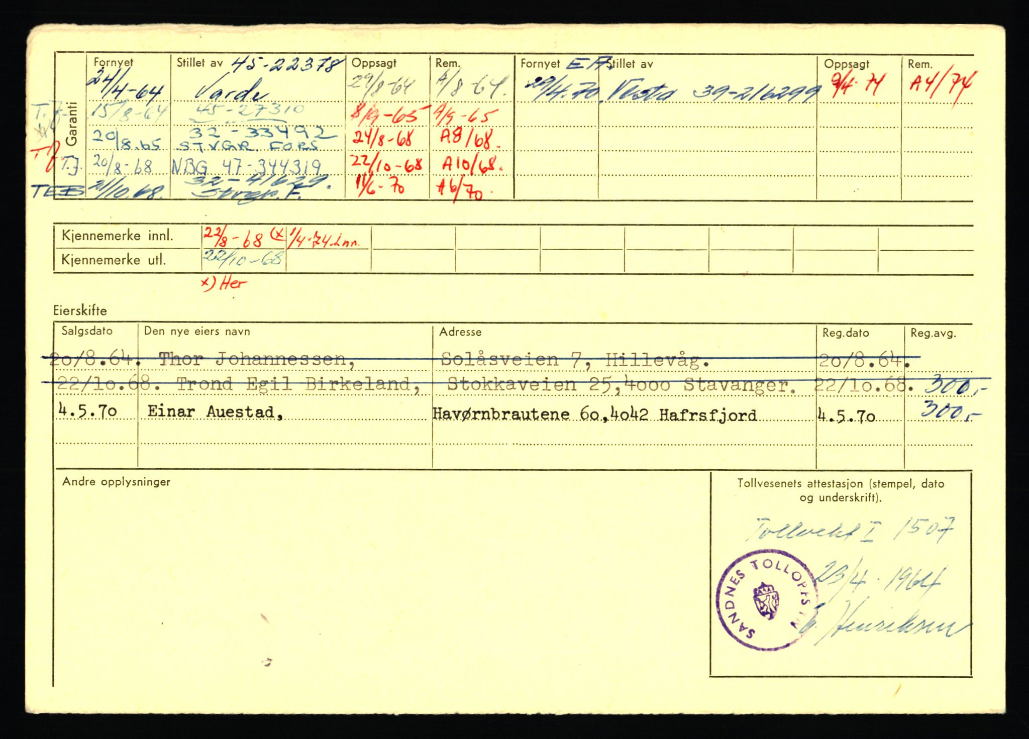 Stavanger trafikkstasjon, AV/SAST-A-101942/0/F/L0068: L-75000 - L-76799, 1930-1971, p. 1248